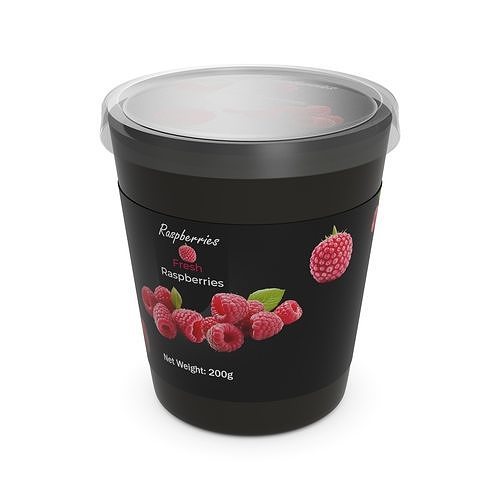 Frozen berries and fruit Raspberries Low-poly 3D model