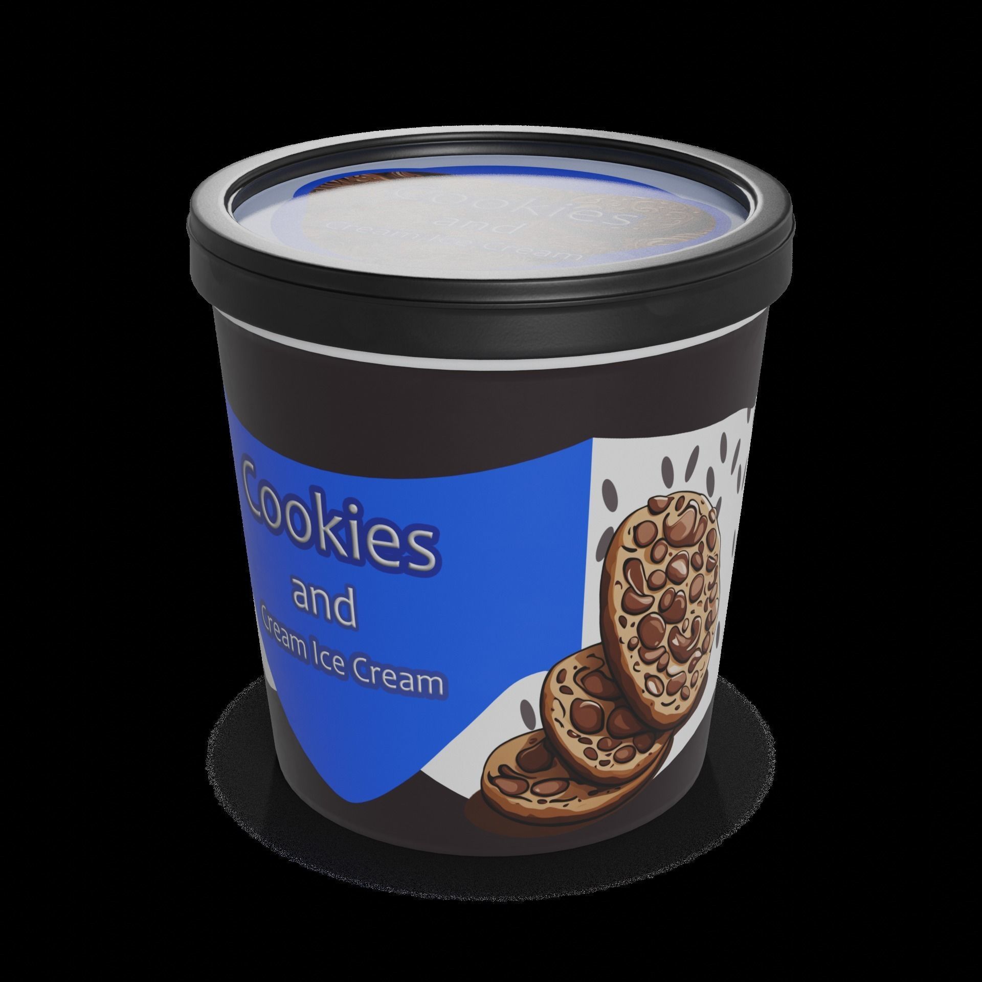 Ice cream tubs Cookies and Cream Ice Cream Tub Low-poly 3D model_1