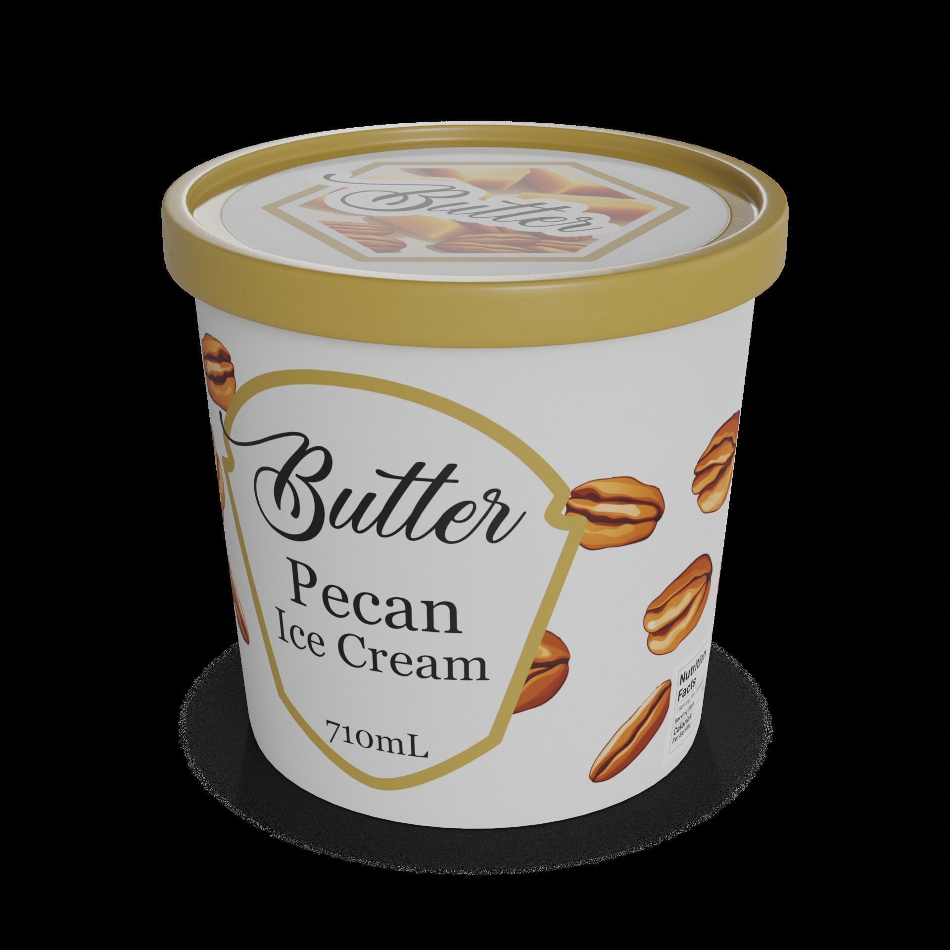 Ice cream tubs Butter Pecan Ice Cream Tub Low-poly 3D model_1