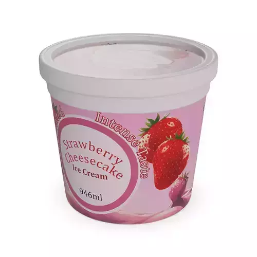 Ice cream tubs Strawberry Cheesecake Ice Cream Tub Low-poly 3D model