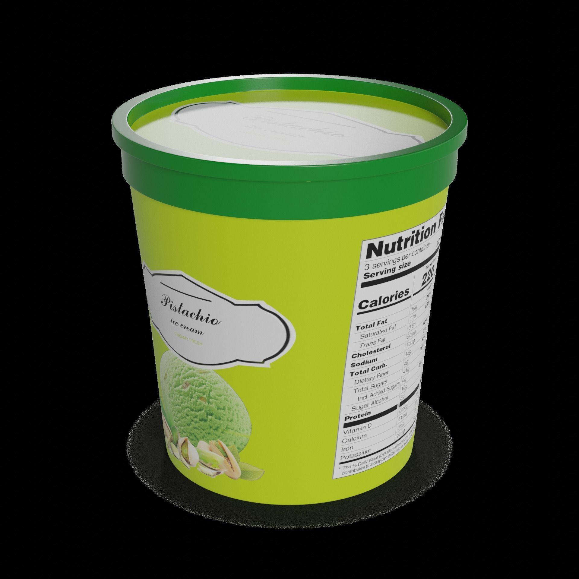 Ice cream tubs Pistachio Ice Cream Tub Low-poly 3D model_1