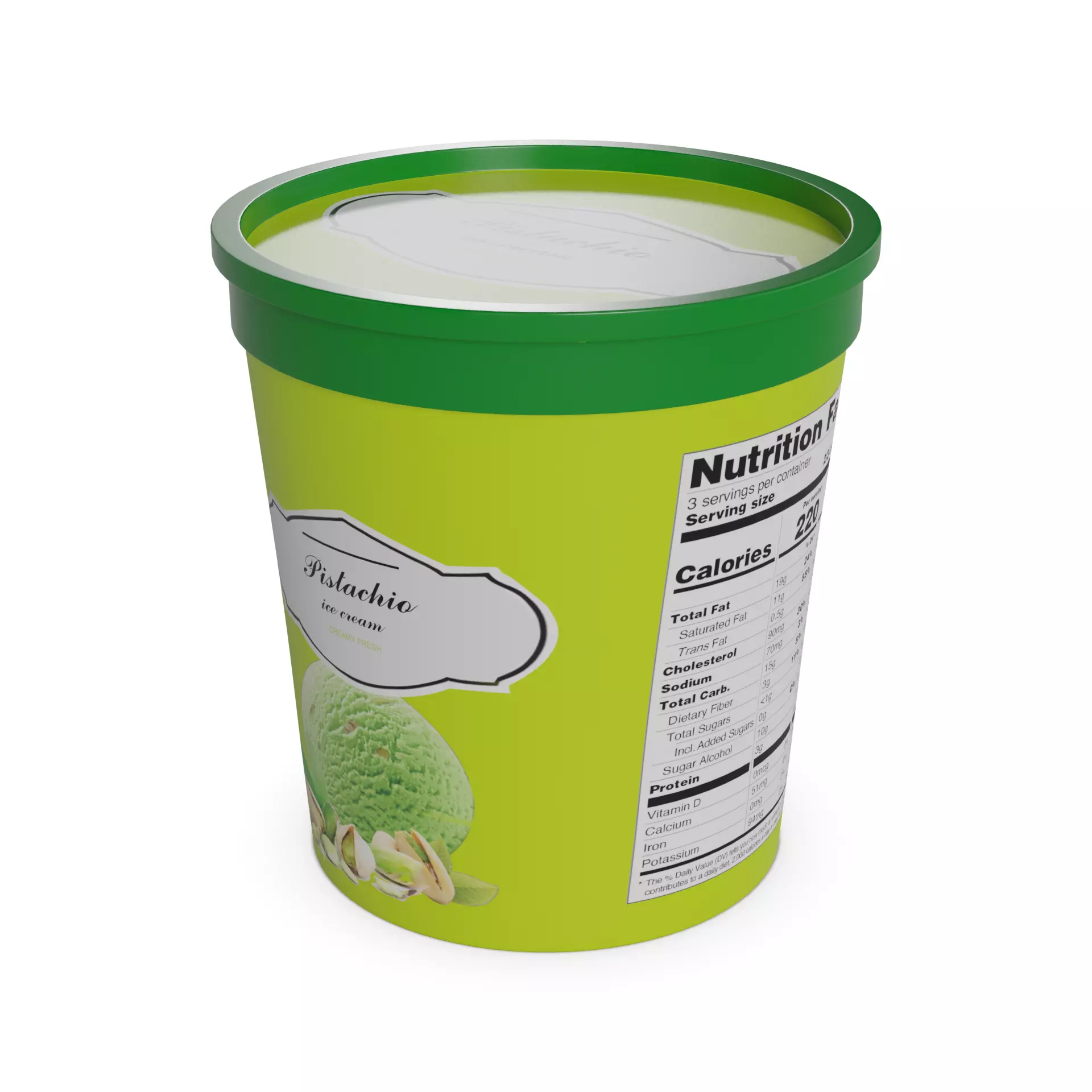 Ice cream tubs Pistachio Ice Cream Tub Low-poly 3D model_0