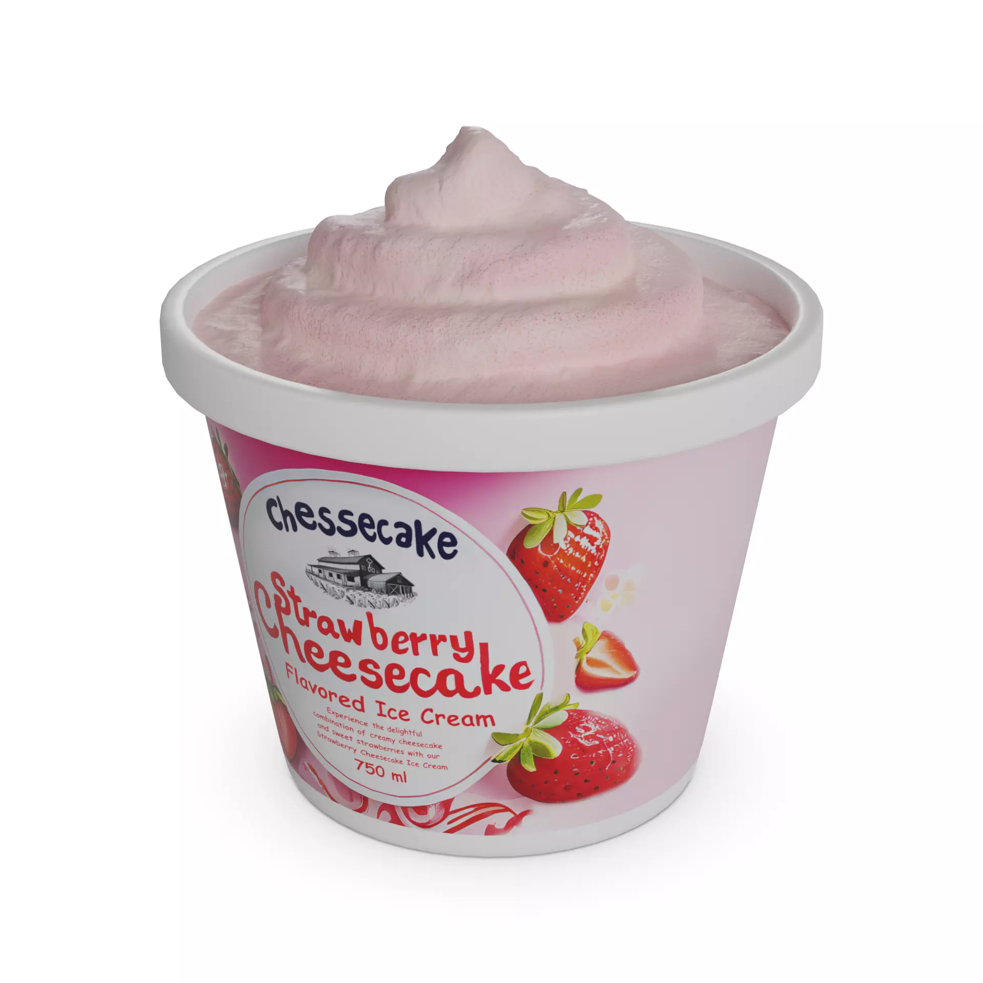 Ice cream tubs Strawberry Cheesecake Ice Cream Tub 3D model_0