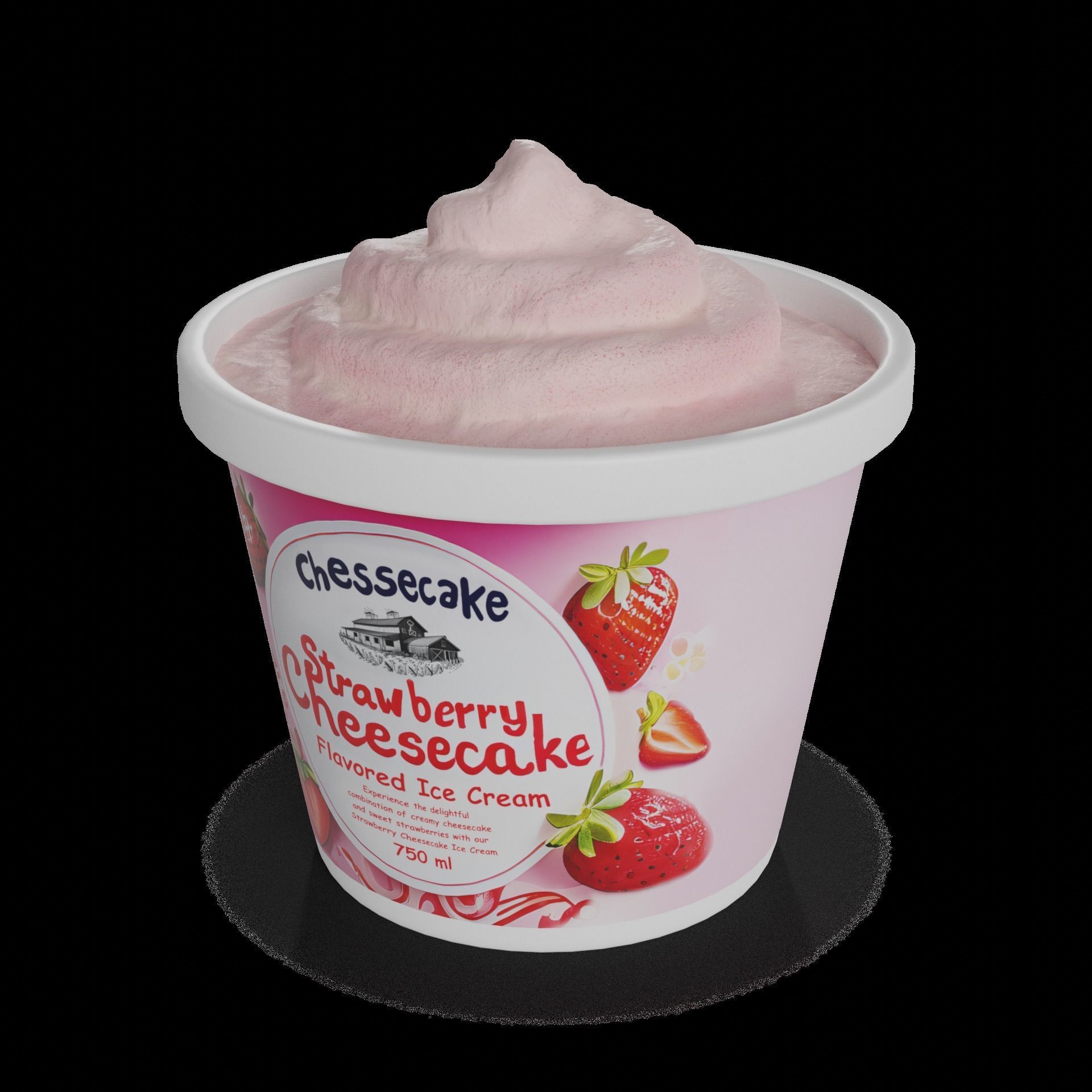 Ice cream tubs Strawberry Cheesecake Ice Cream Tub 3D model_1