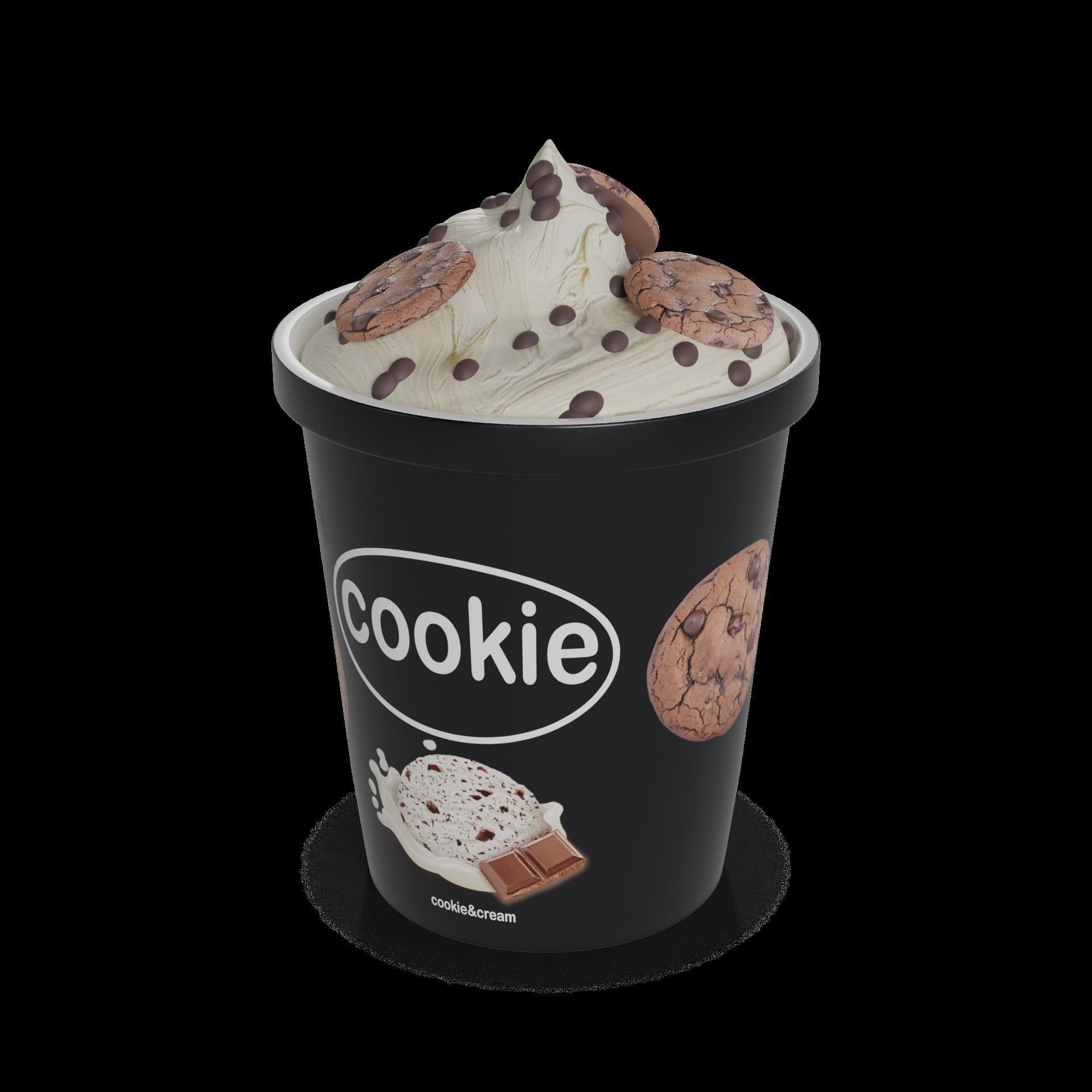 Ice cream tubs Cookies and Cream Ice Cream Tub 3D model_1