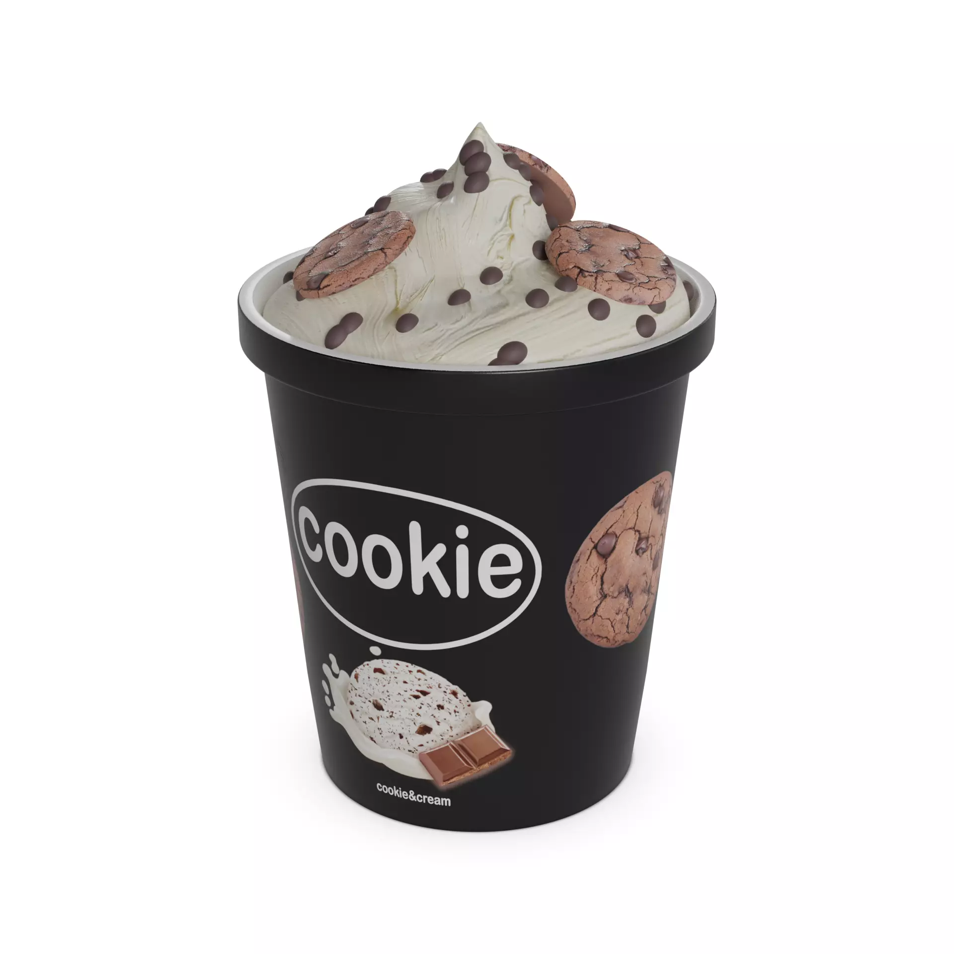 Ice cream tubs Cookies and Cream Ice Cream Tub 3D model_0