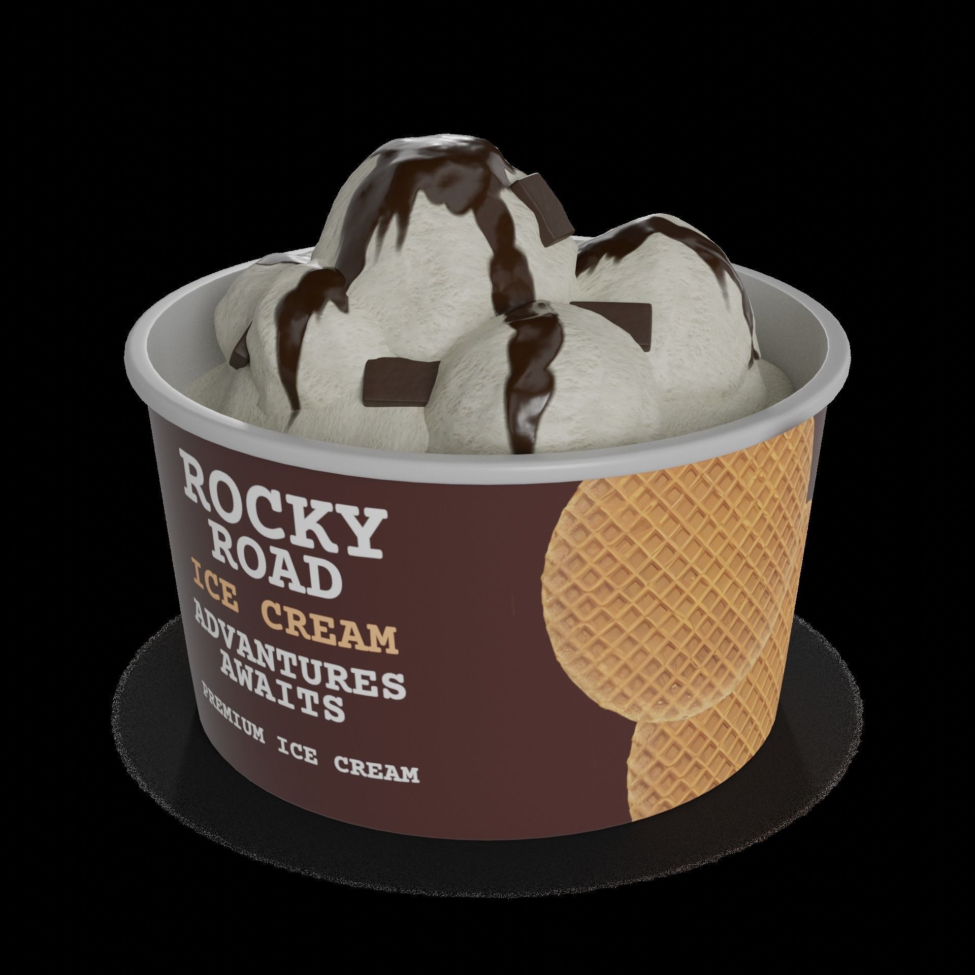 Ice cream tubs Rocky Road Ice Cream Tub 3D model_1
