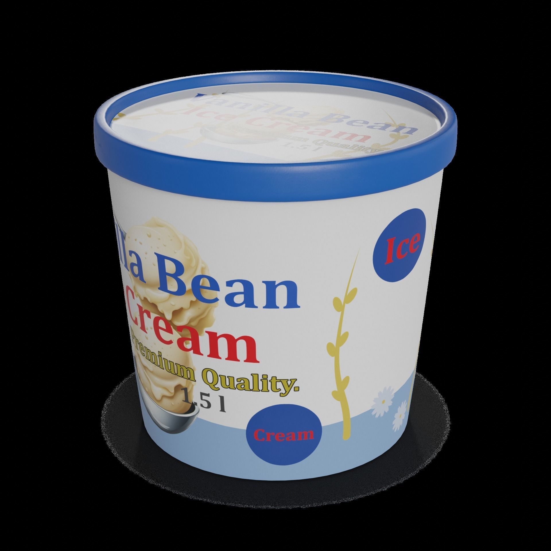 Ice cream tubs Vanilla Bean Ice Cream Tub Low-poly 3D model_1