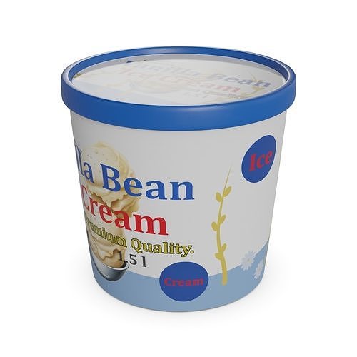Ice cream tubs Vanilla Bean Ice Cream Tub Low-poly 3D model