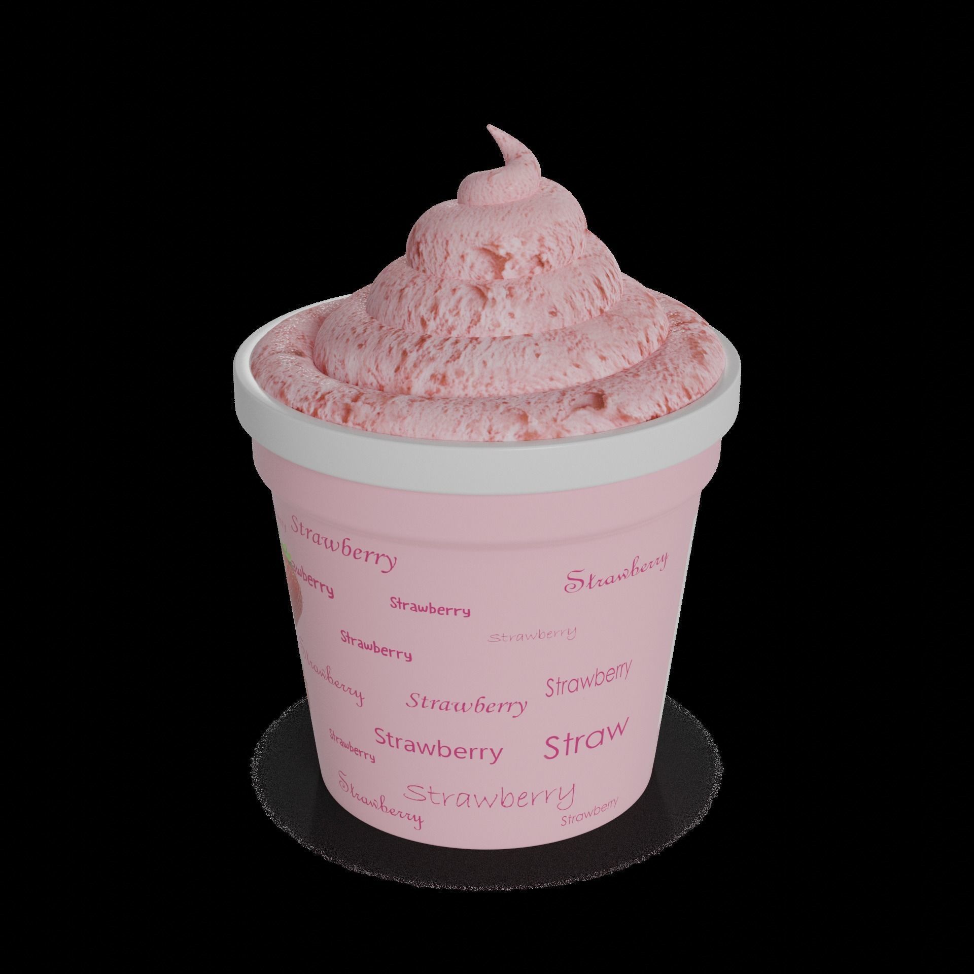 Ice cream tubs Strawberry Cheesecake Ice Cream Tub Low-poly 3D model_1