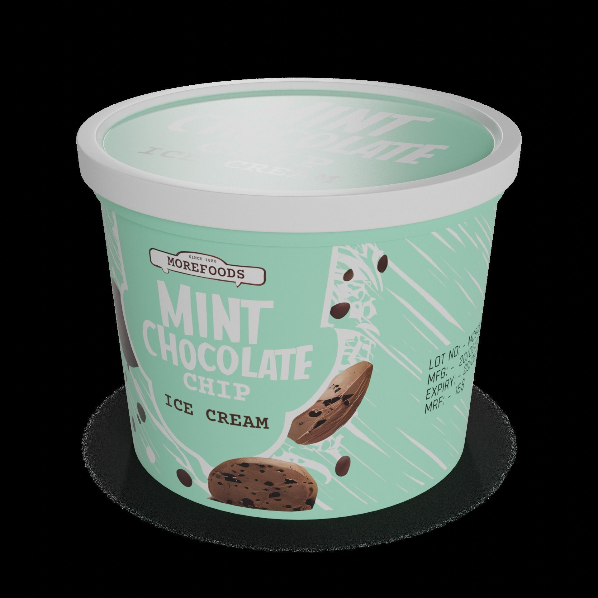 Ice cream tubs Mint Chocolate Chip Ice Cream Tub Low-poly 3D model_1