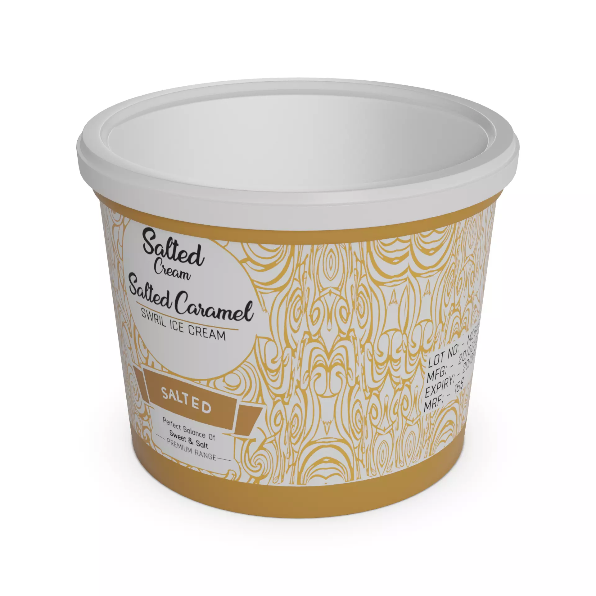 Ice cream tubs Salted Caramel Swirl Ice Cream Tub Low-poly 3D model_0