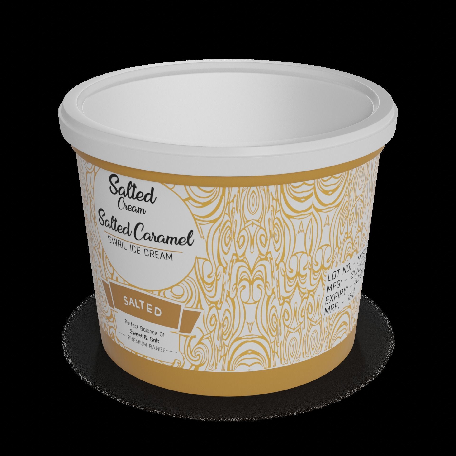 Ice cream tubs Salted Caramel Swirl Ice Cream Tub Low-poly 3D model_1