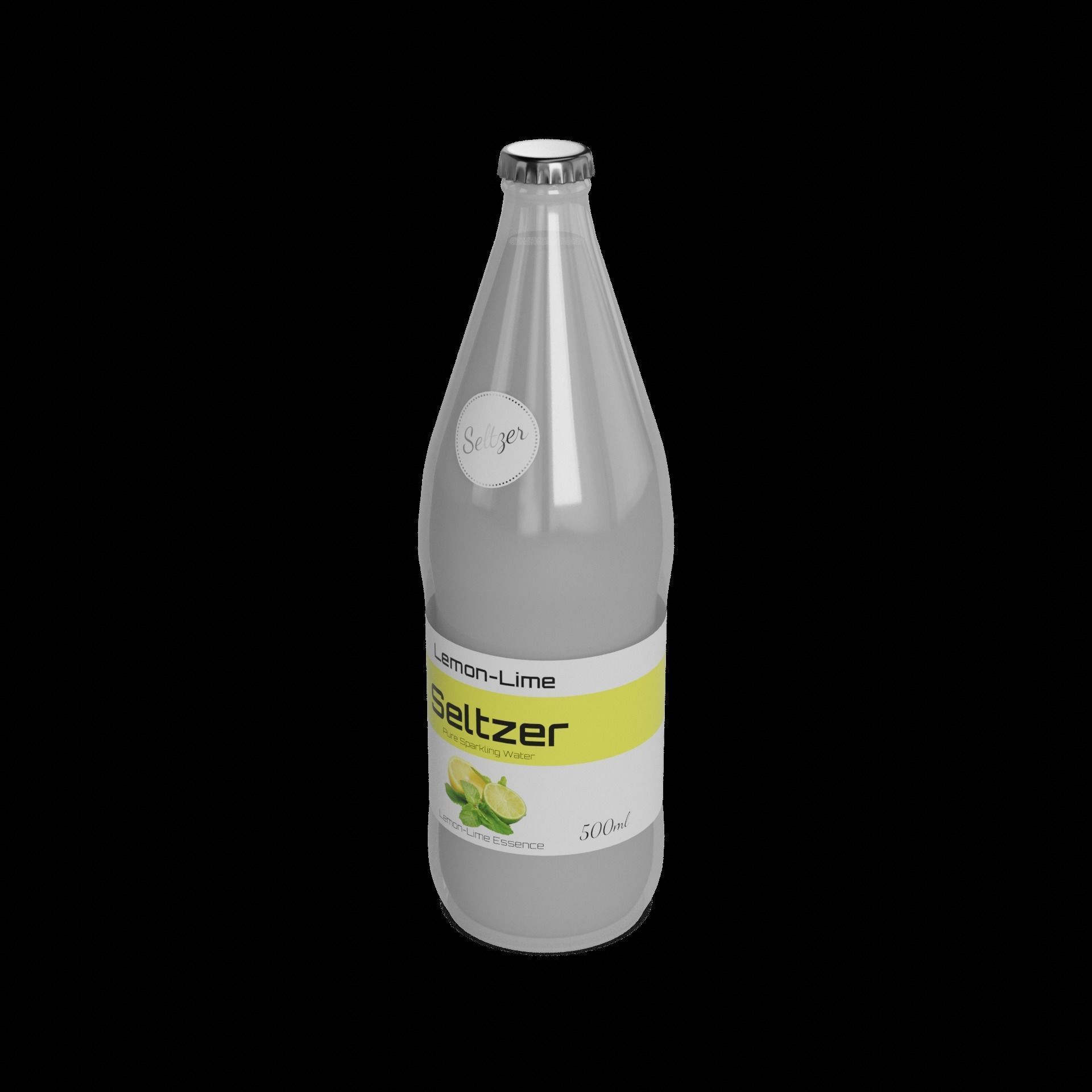 Fizzy soft drinks Lemon-Lime Seltzer Low-poly 3D model_1