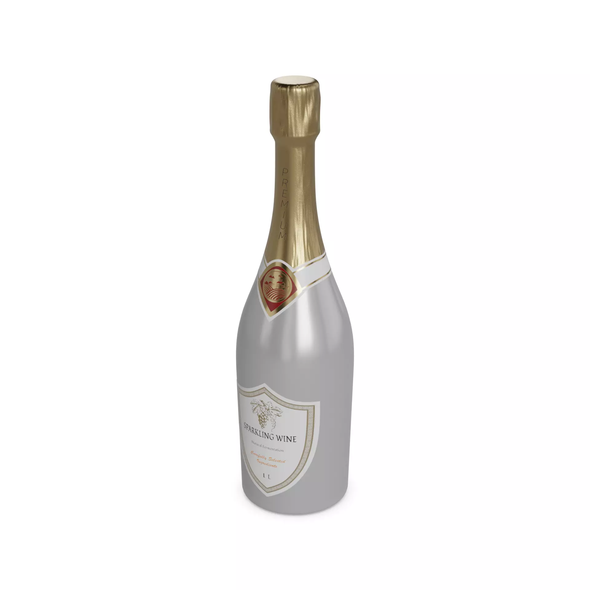 Wine drinks Sparkling Wine Low-poly 3D model_0