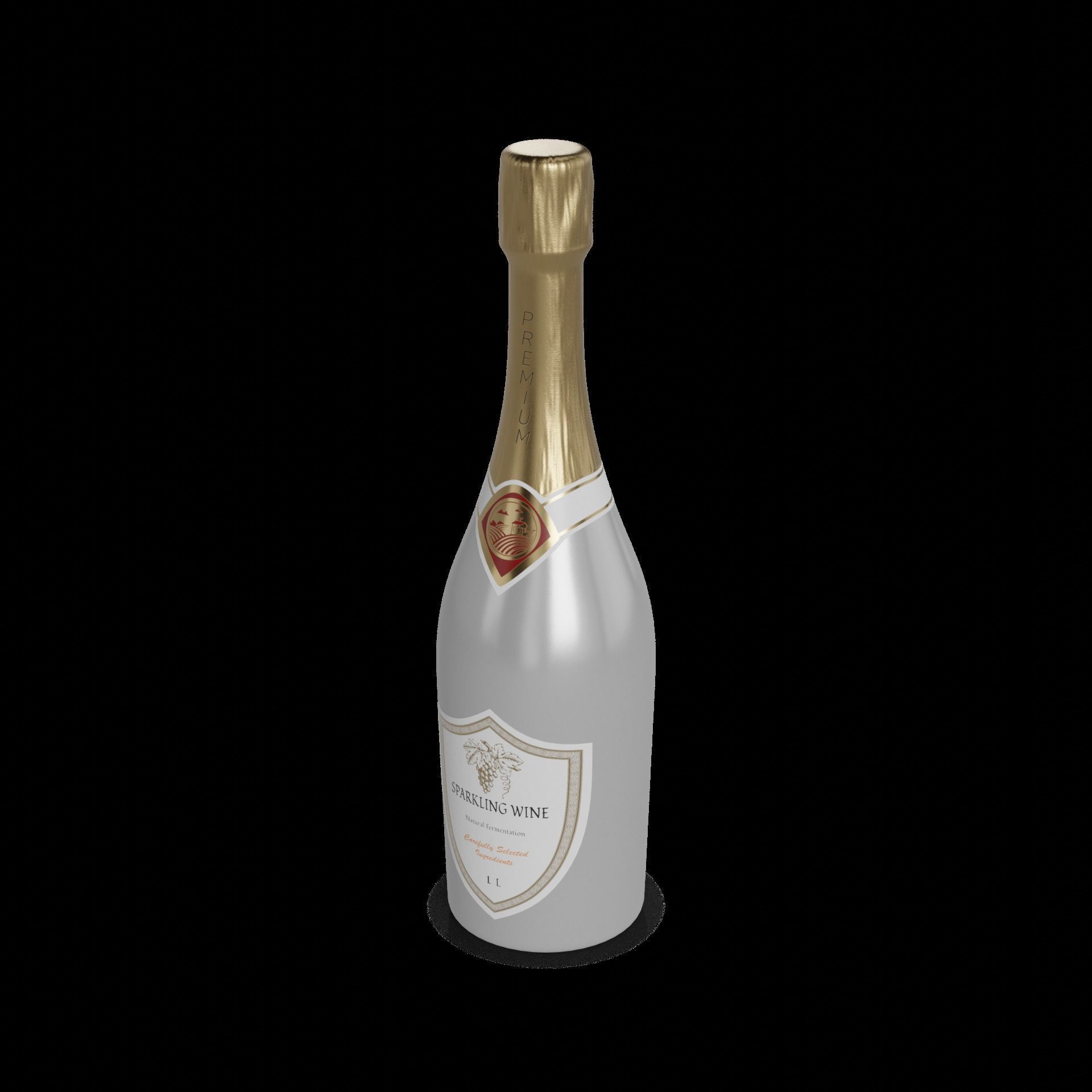 Wine drinks Sparkling Wine Low-poly 3D model_1