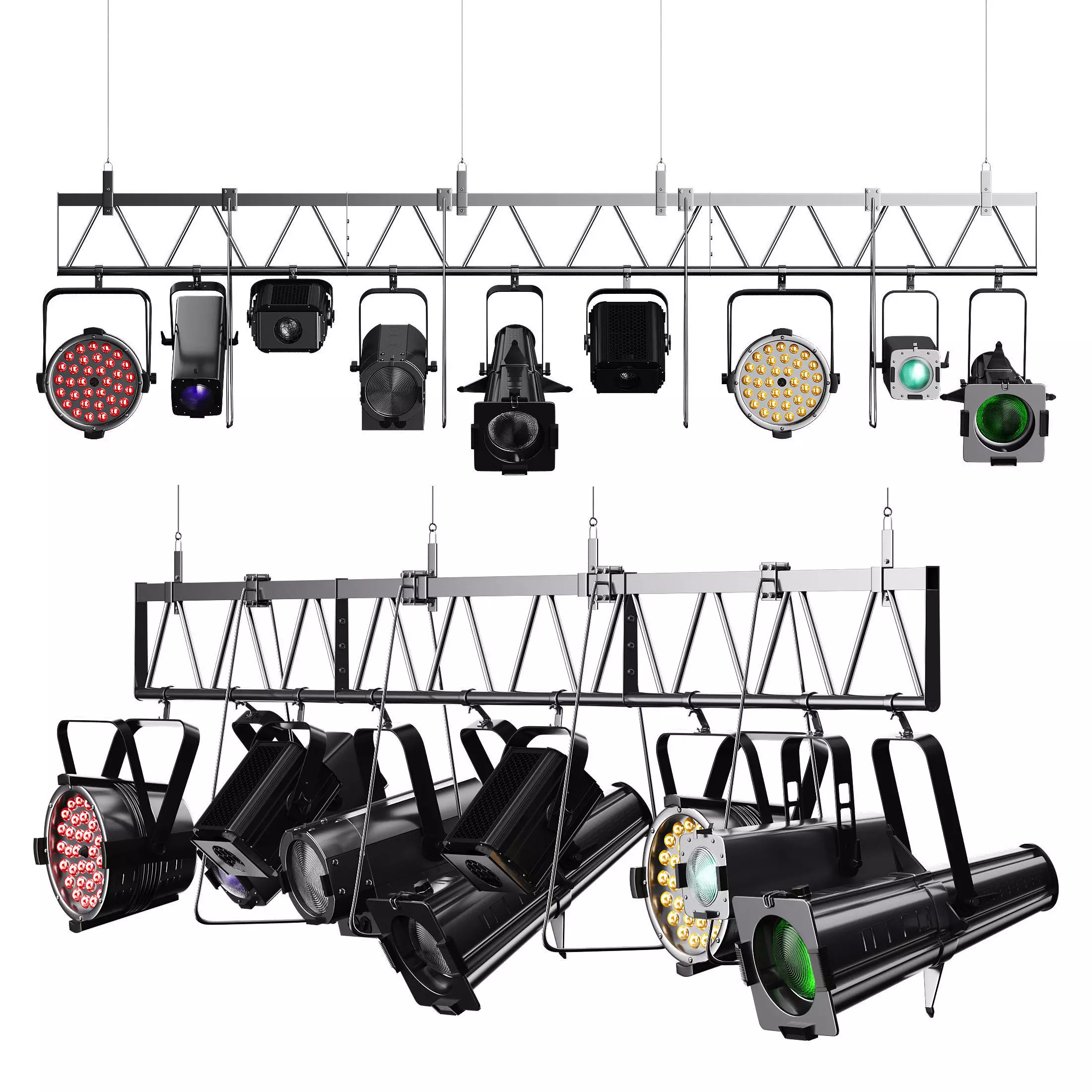 Soft theater farm with lighting equipment Low-poly 3D model