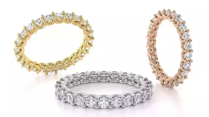 Round Diamond U-Prong Set Eternity Wedding Band 51EU