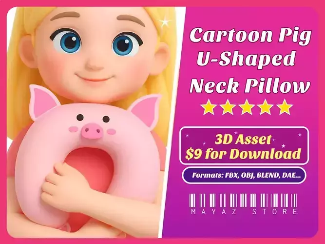 Cartoon Pig U-Shaped Neck Pillow