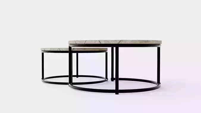 Anson nesting table charcoal 2-set Low-poly 3D model