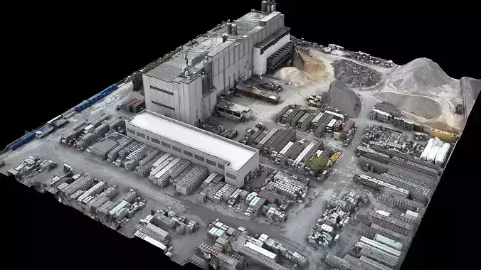 factory building industrial terrain storage drone photogrammetry