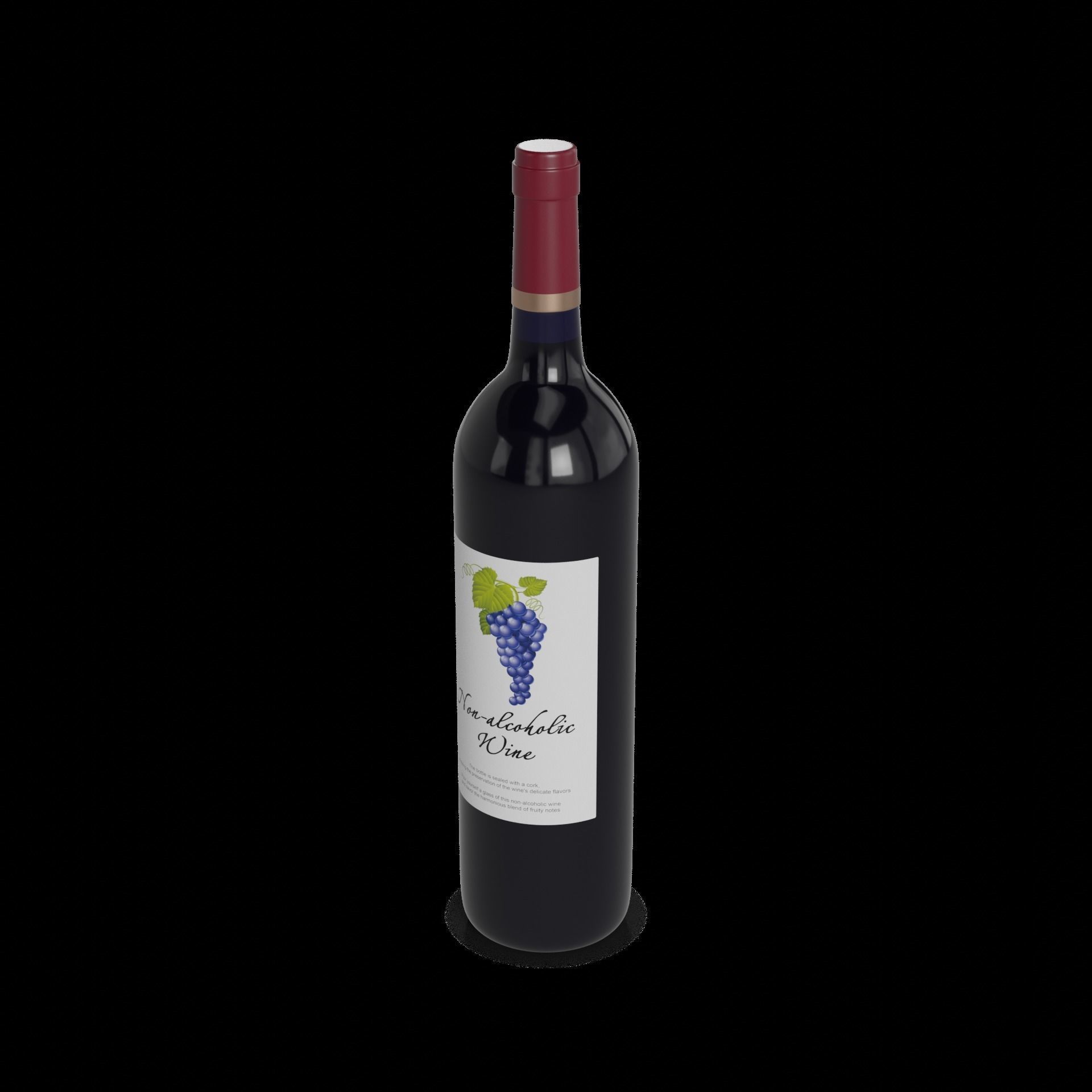 Non-alcoholic wine Non-alcoholic Wine Low-poly 3D model_1