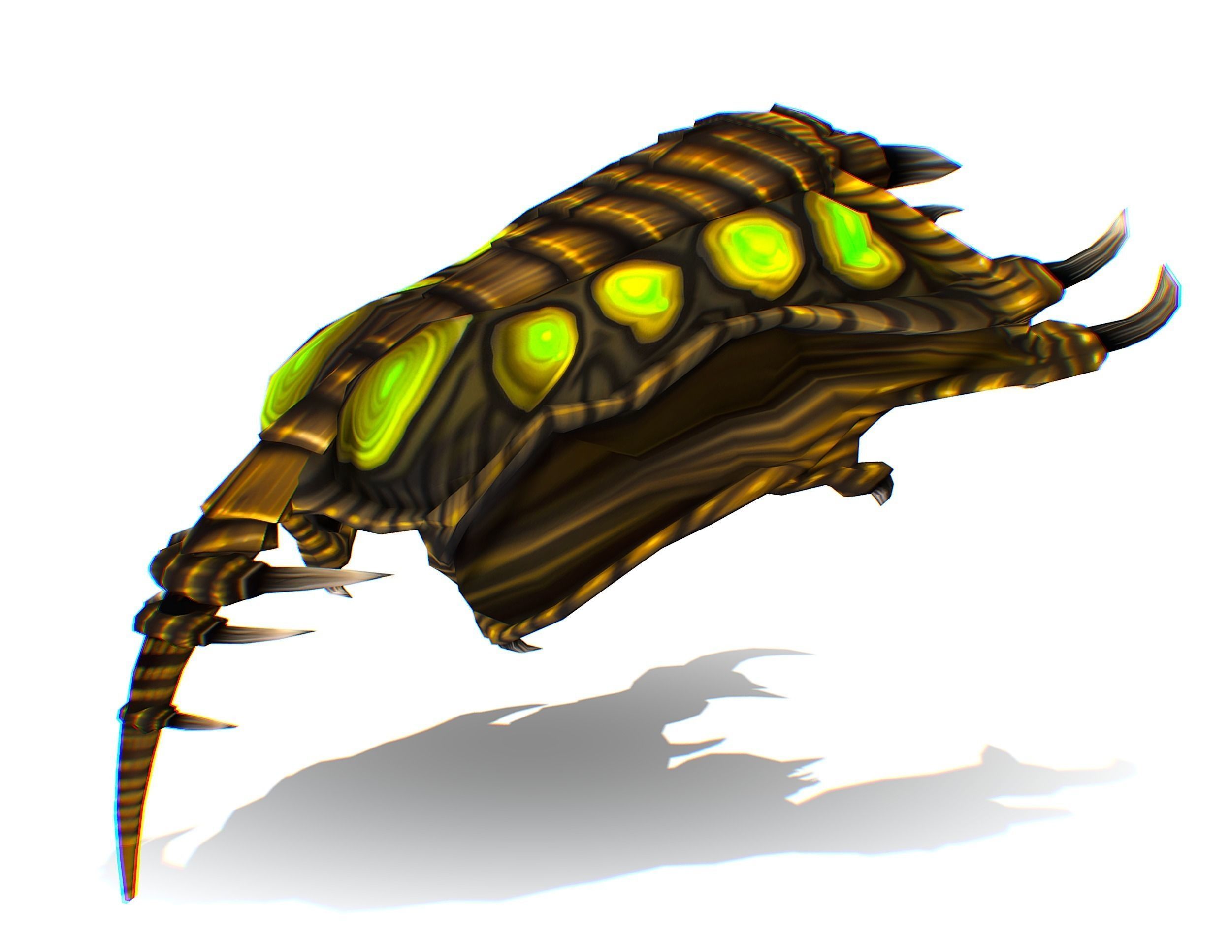 Animated Green Stingray Flying Monster Low-poly 3D model_19