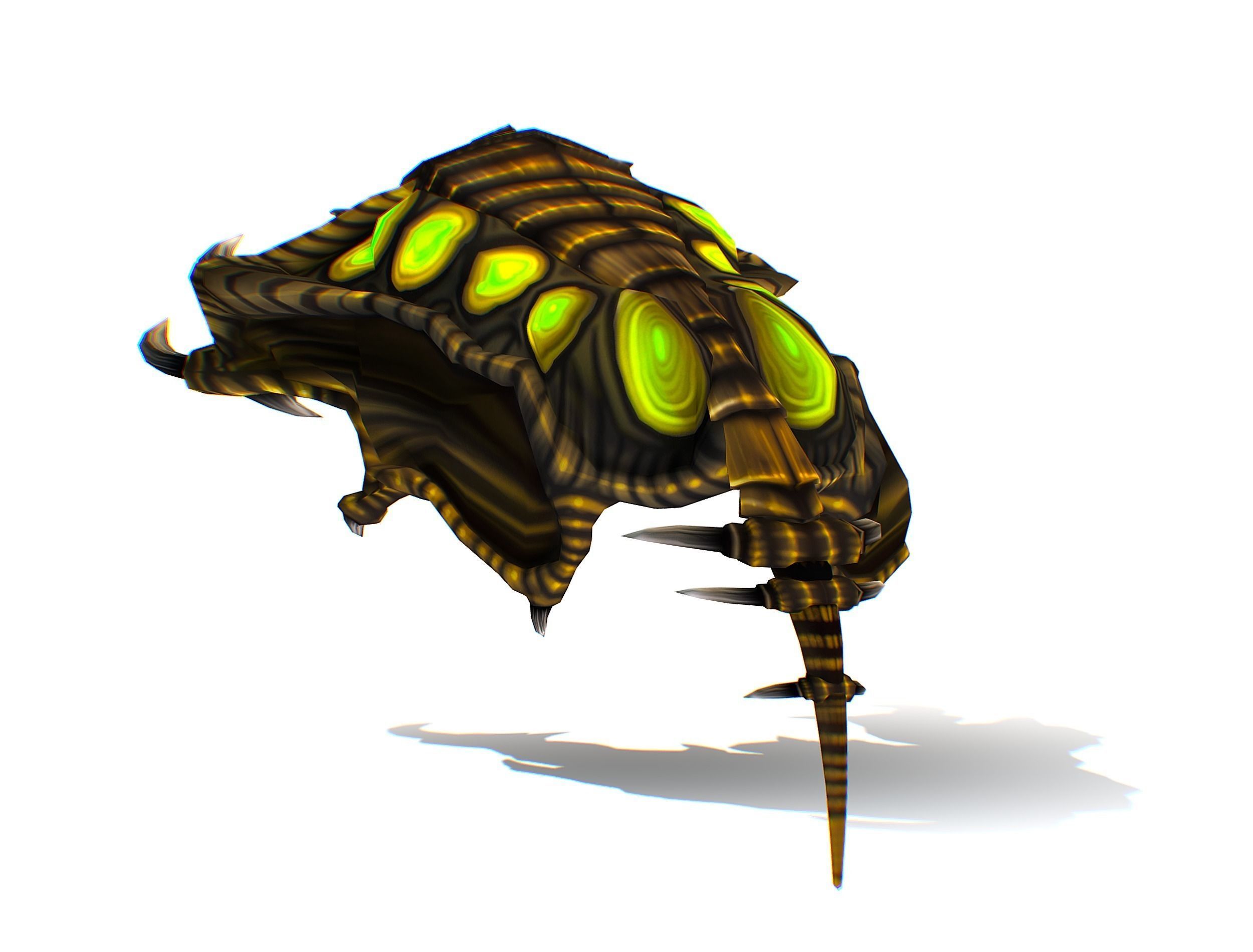 Animated Green Stingray Flying Monster Low-poly 3D model_22