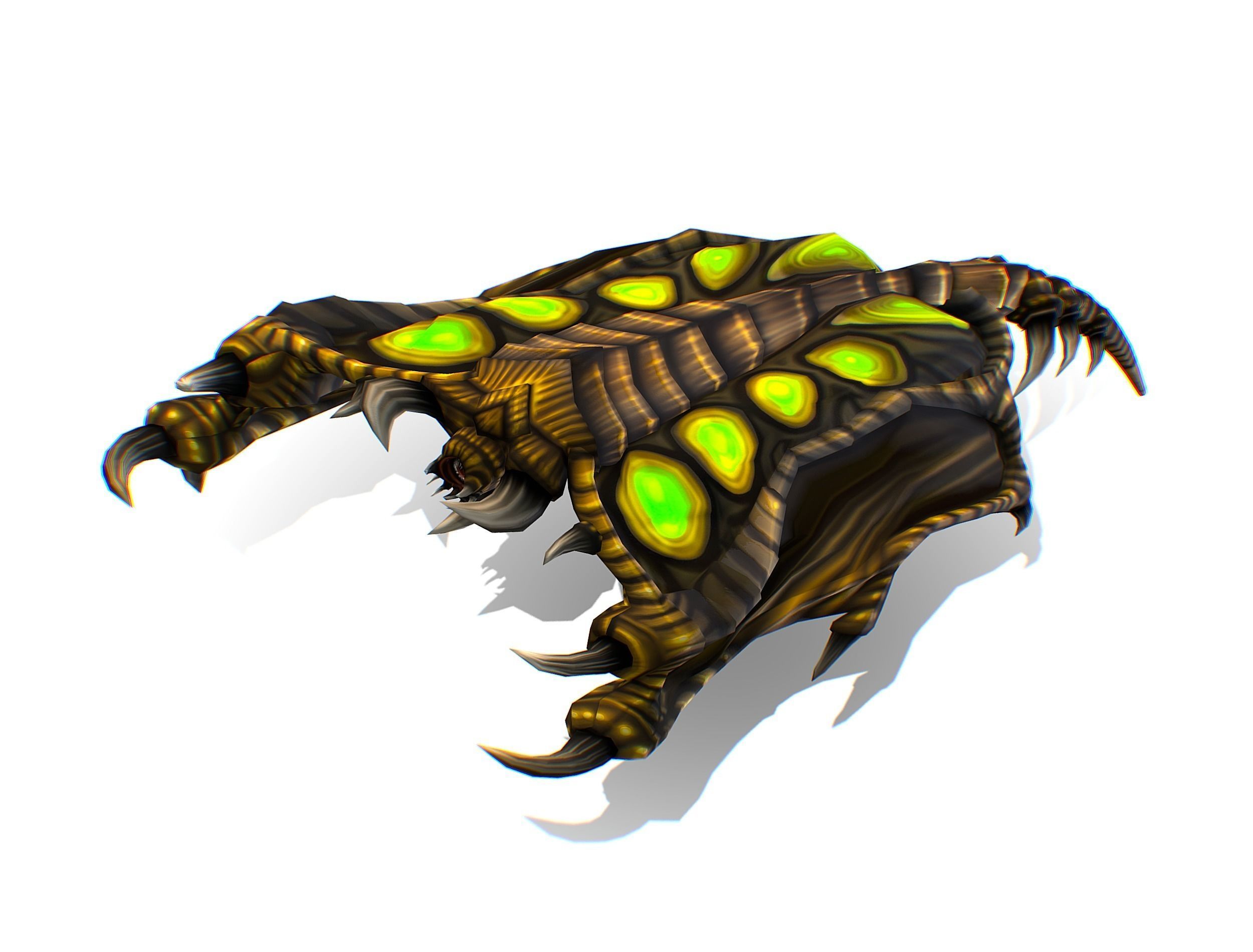 Animated Green Stingray Flying Monster Low-poly 3D model_3