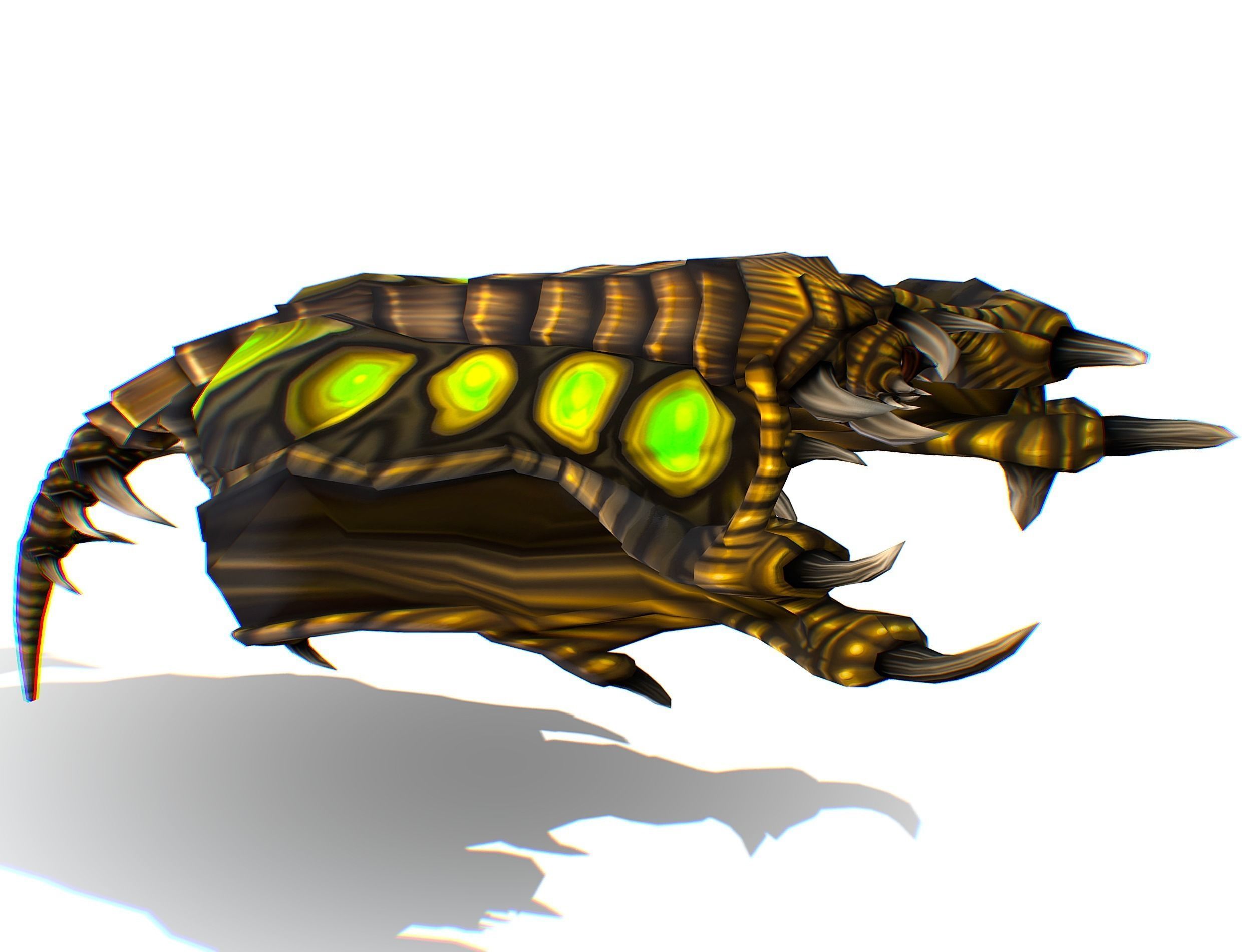 Animated Green Stingray Flying Monster Low-poly 3D model_16