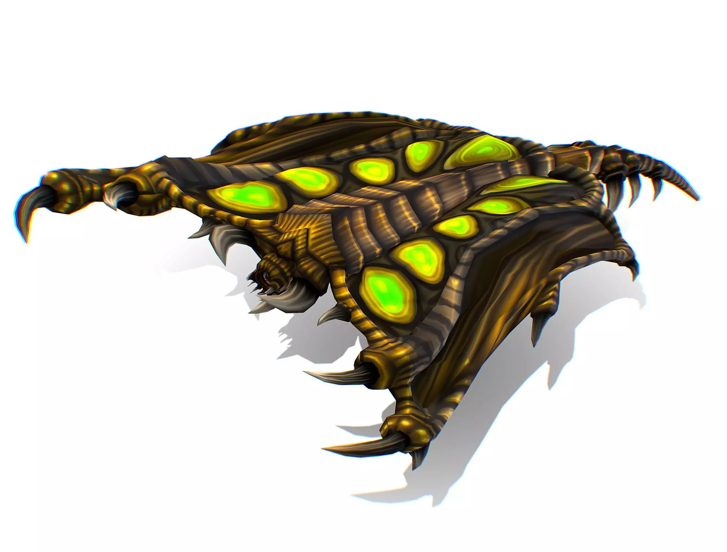 Animated Green Stingray Flying Monster Low-poly 3D model_0