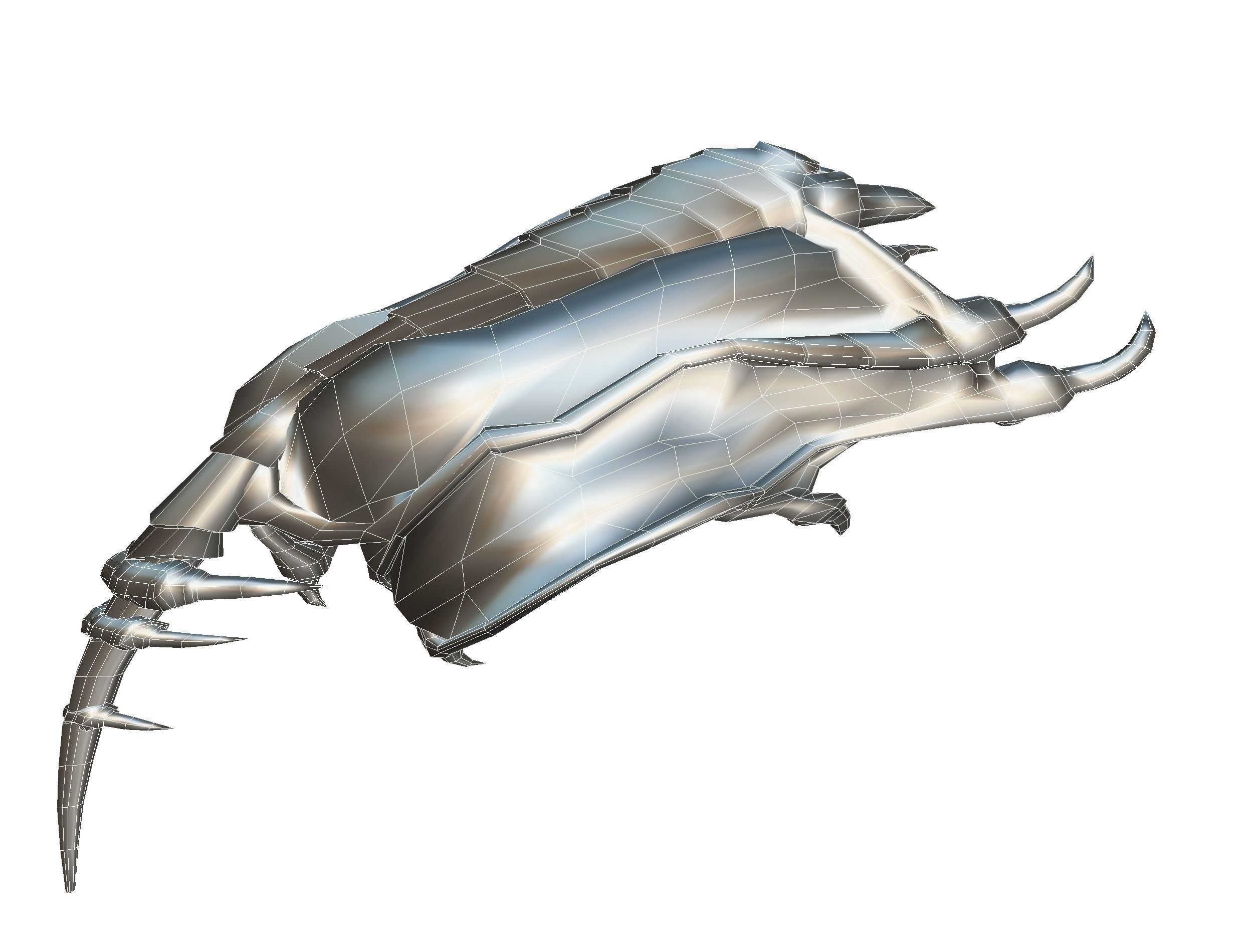 Animated Green Stingray Flying Monster Low-poly 3D model_34