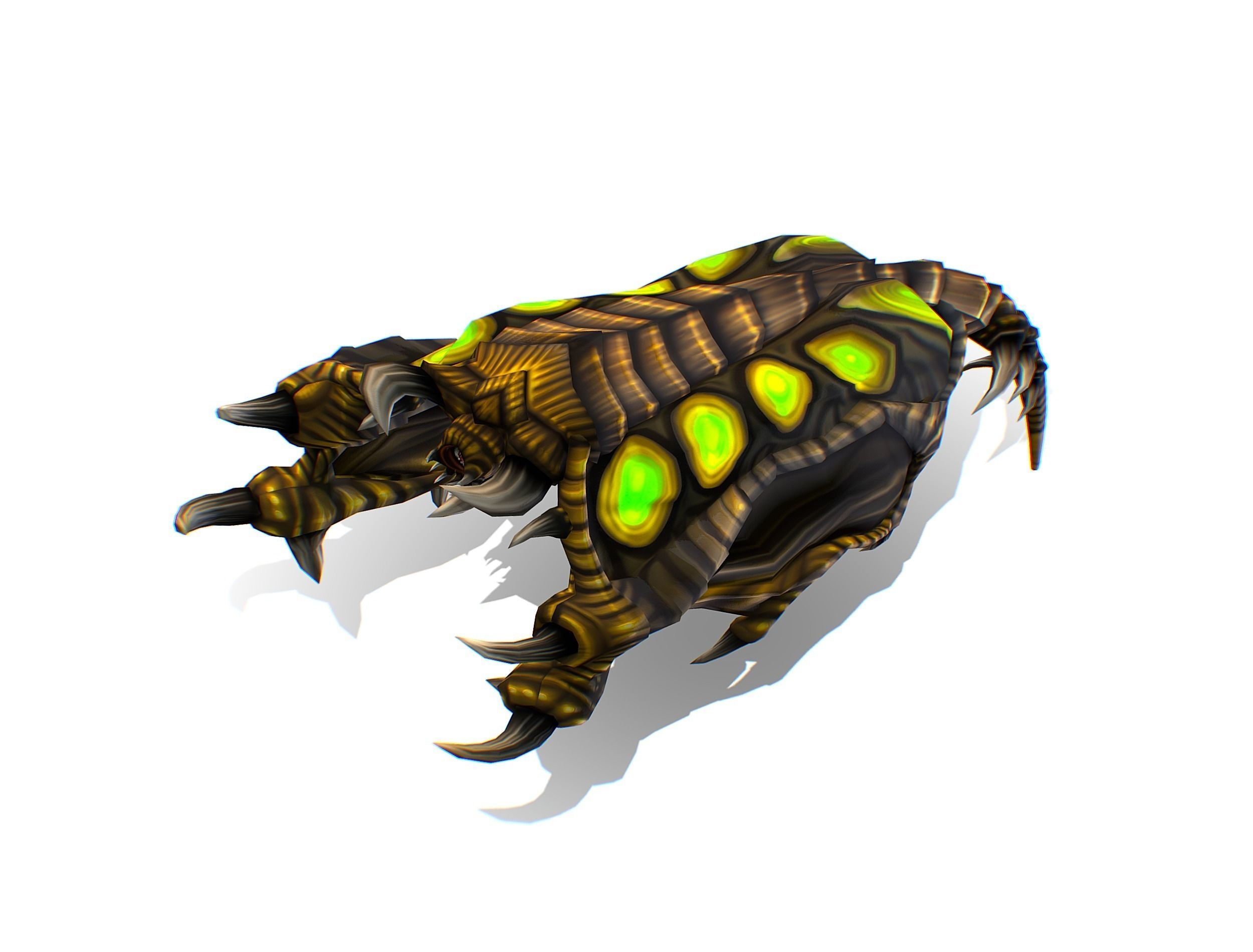 Animated Green Stingray Flying Monster Low-poly 3D model_1