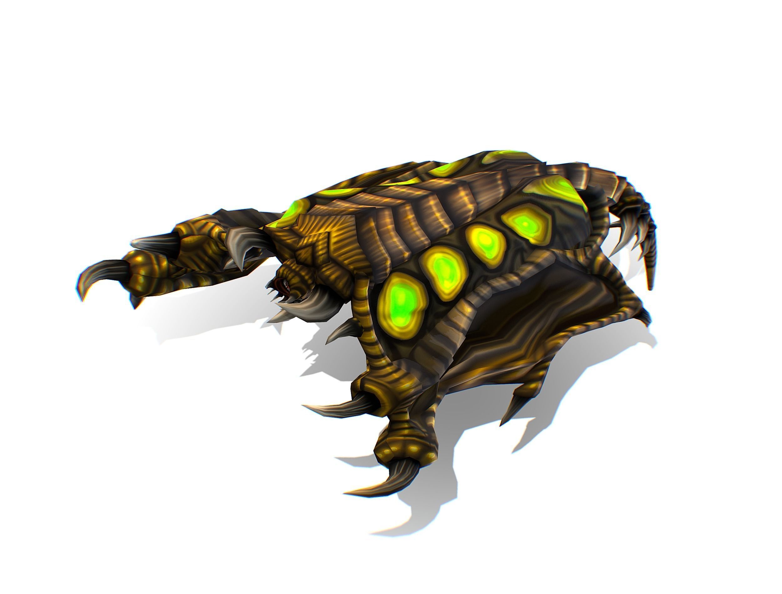 Animated Green Stingray Flying Monster Low-poly 3D model_9