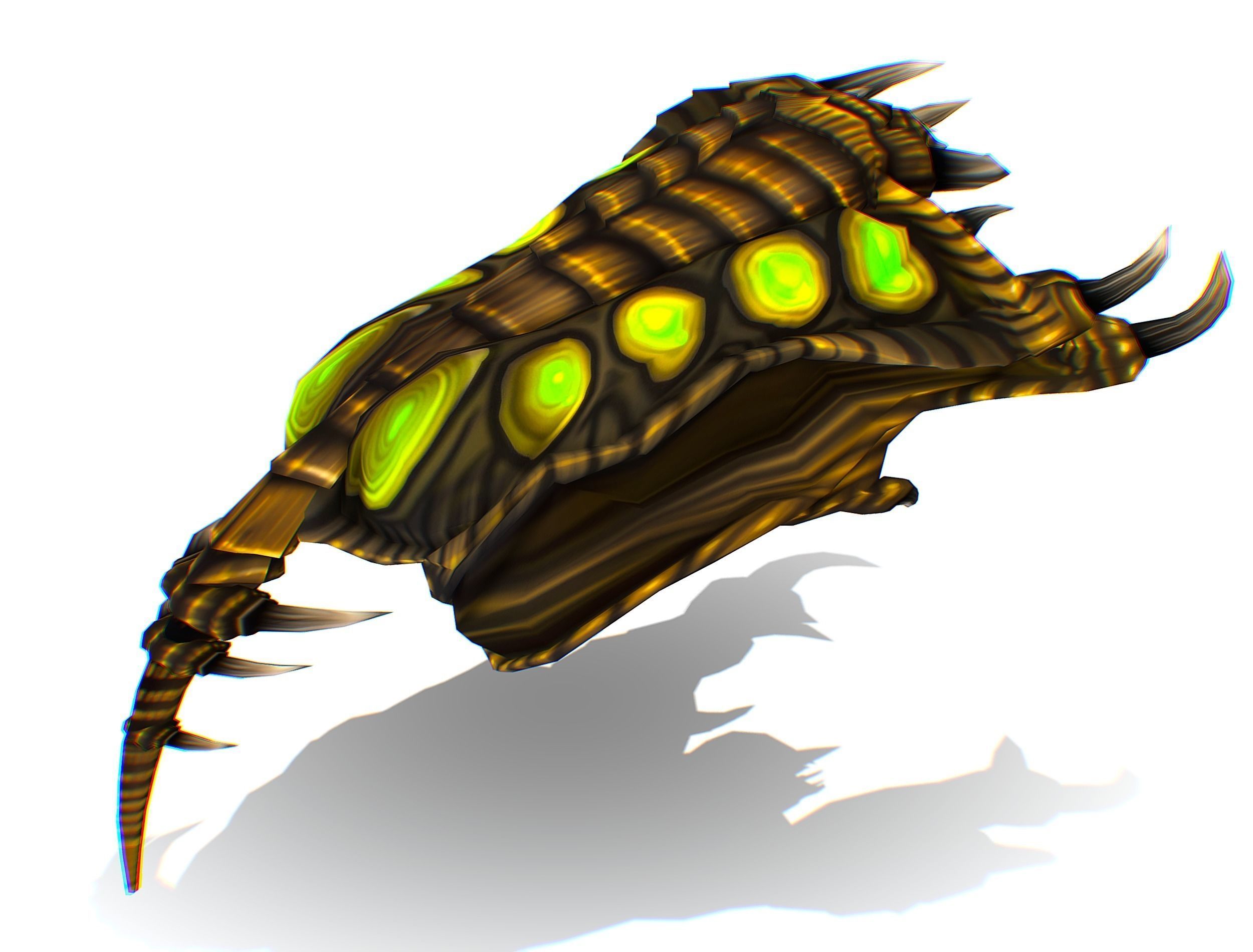 Animated Green Stingray Flying Monster Low-poly 3D model_29