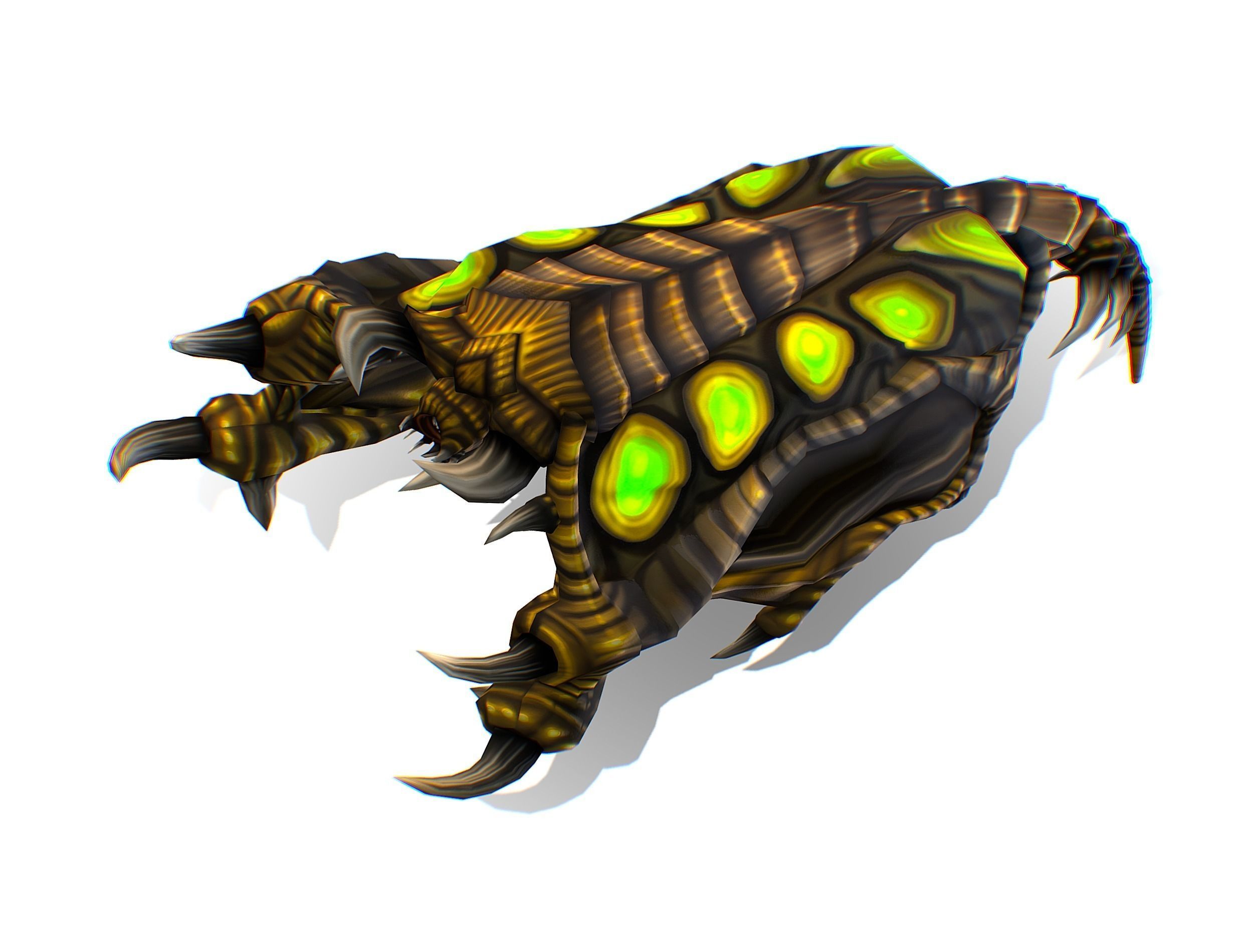 Animated Green Stingray Flying Monster Low-poly 3D model_27