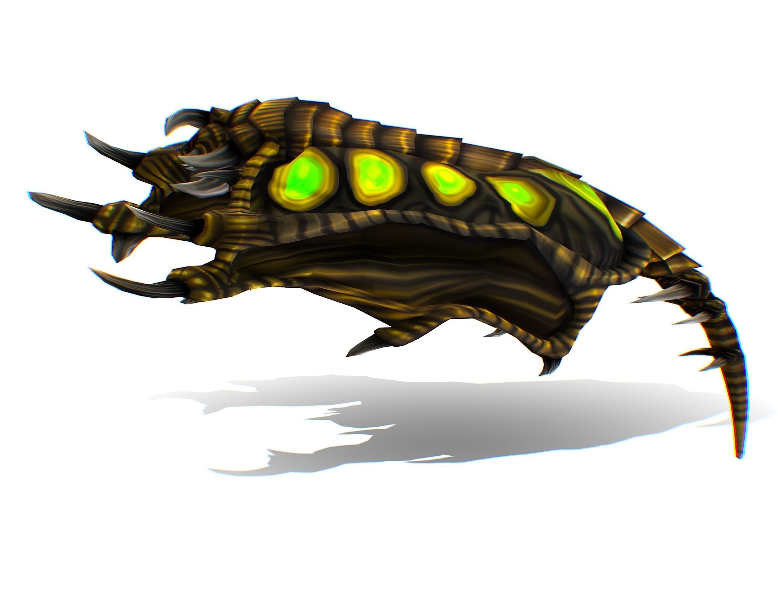 Animated Green Stingray Flying Monster Low-poly 3D model_25