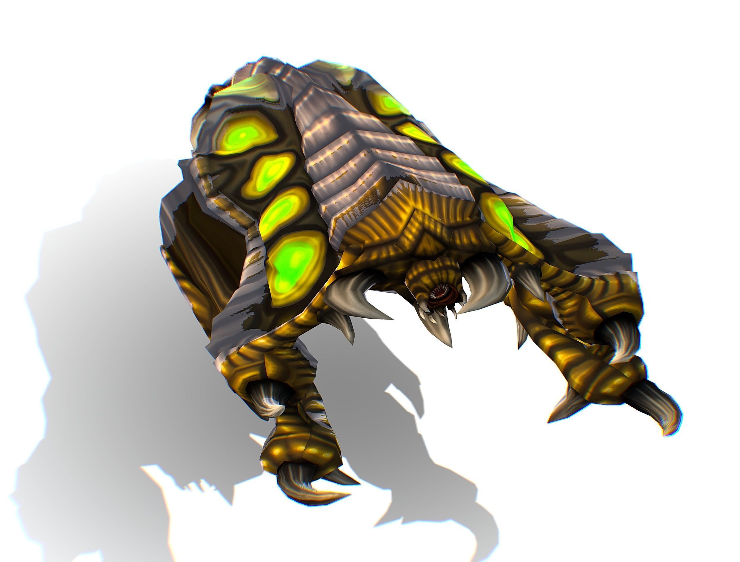 Animated Green Stingray Flying Monster Low-poly 3D model_14