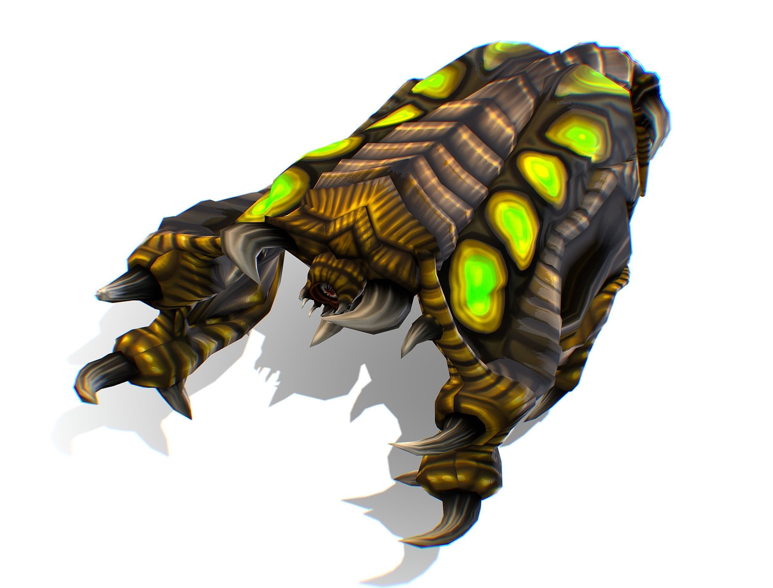 Animated Green Stingray Flying Monster Low-poly 3D model_11