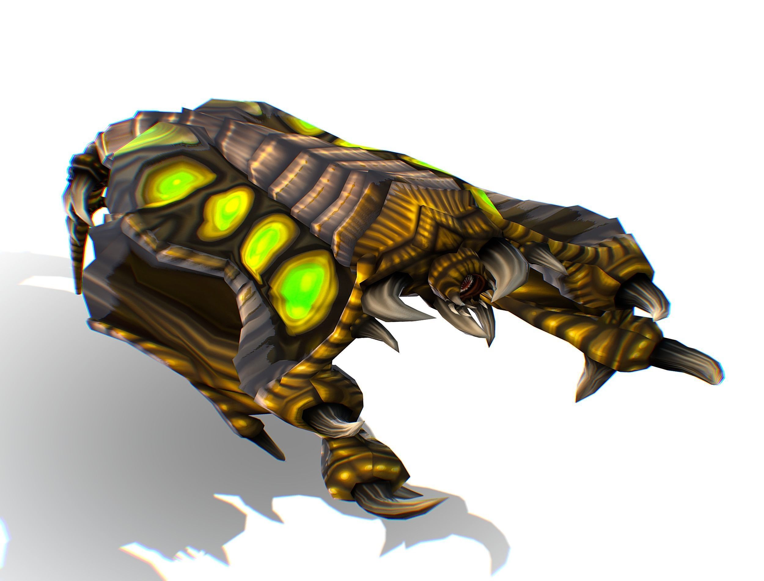 Animated Green Stingray Flying Monster Low-poly 3D model_15