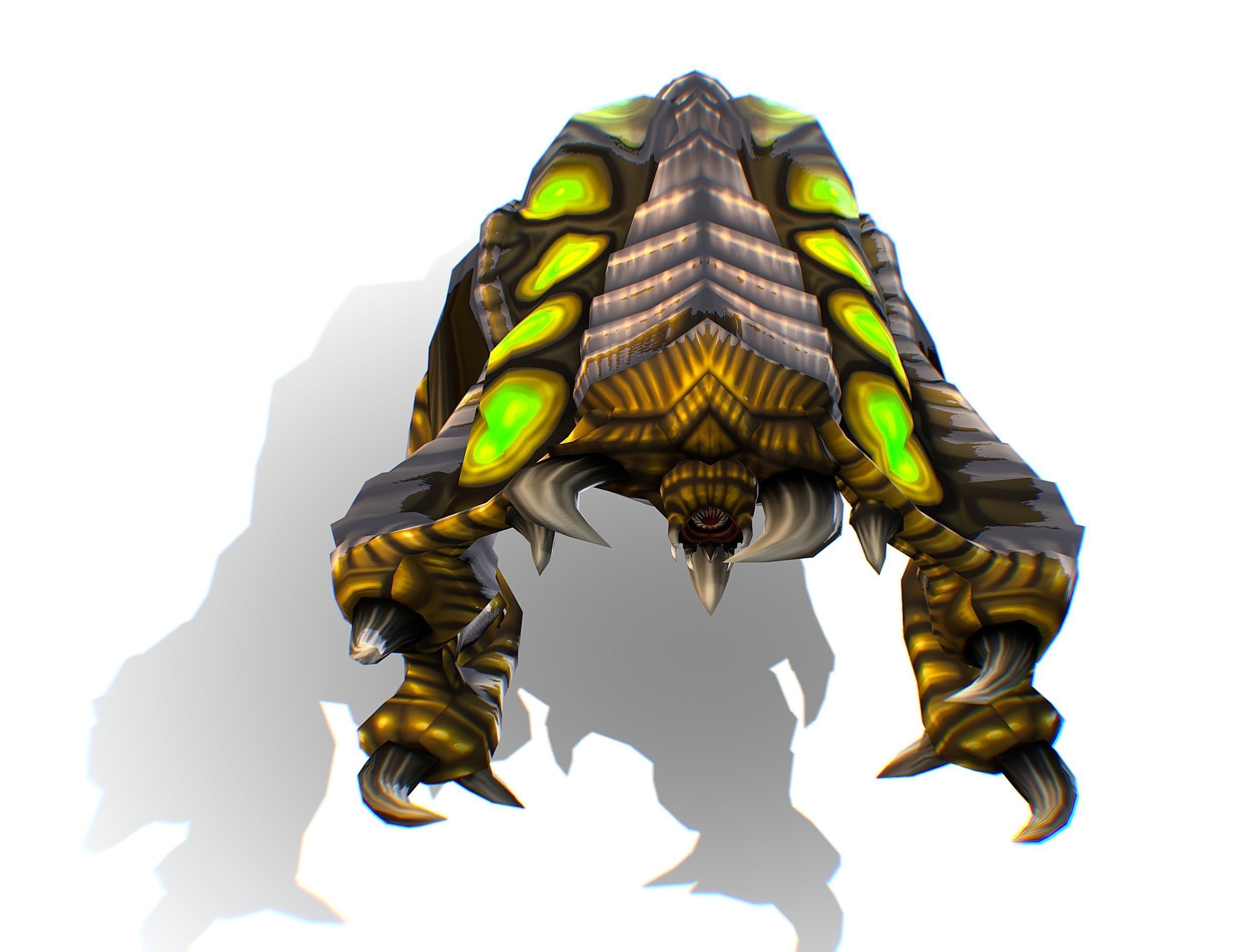 Animated Green Stingray Flying Monster Low-poly 3D model_13