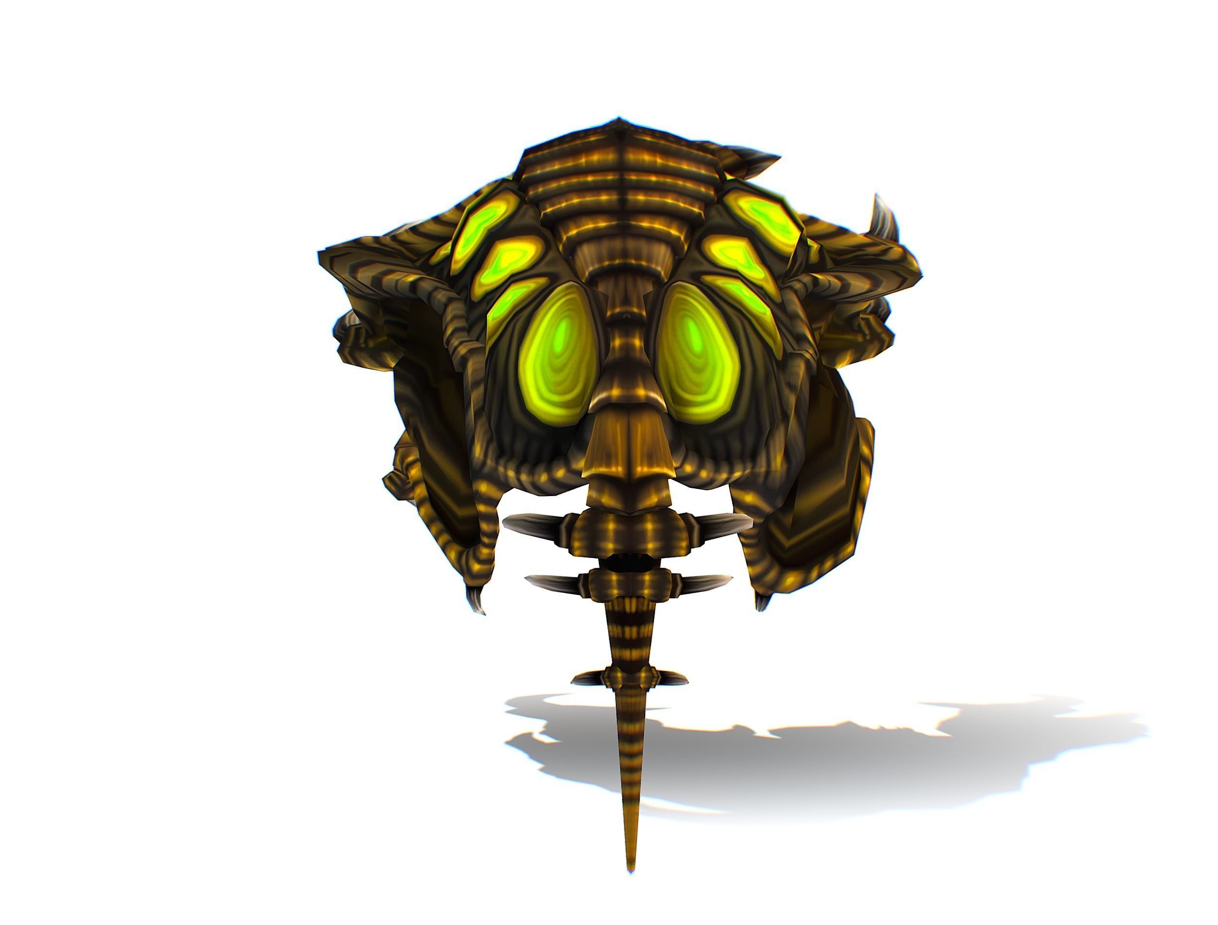 Animated Green Stingray Flying Monster Low-poly 3D model_21