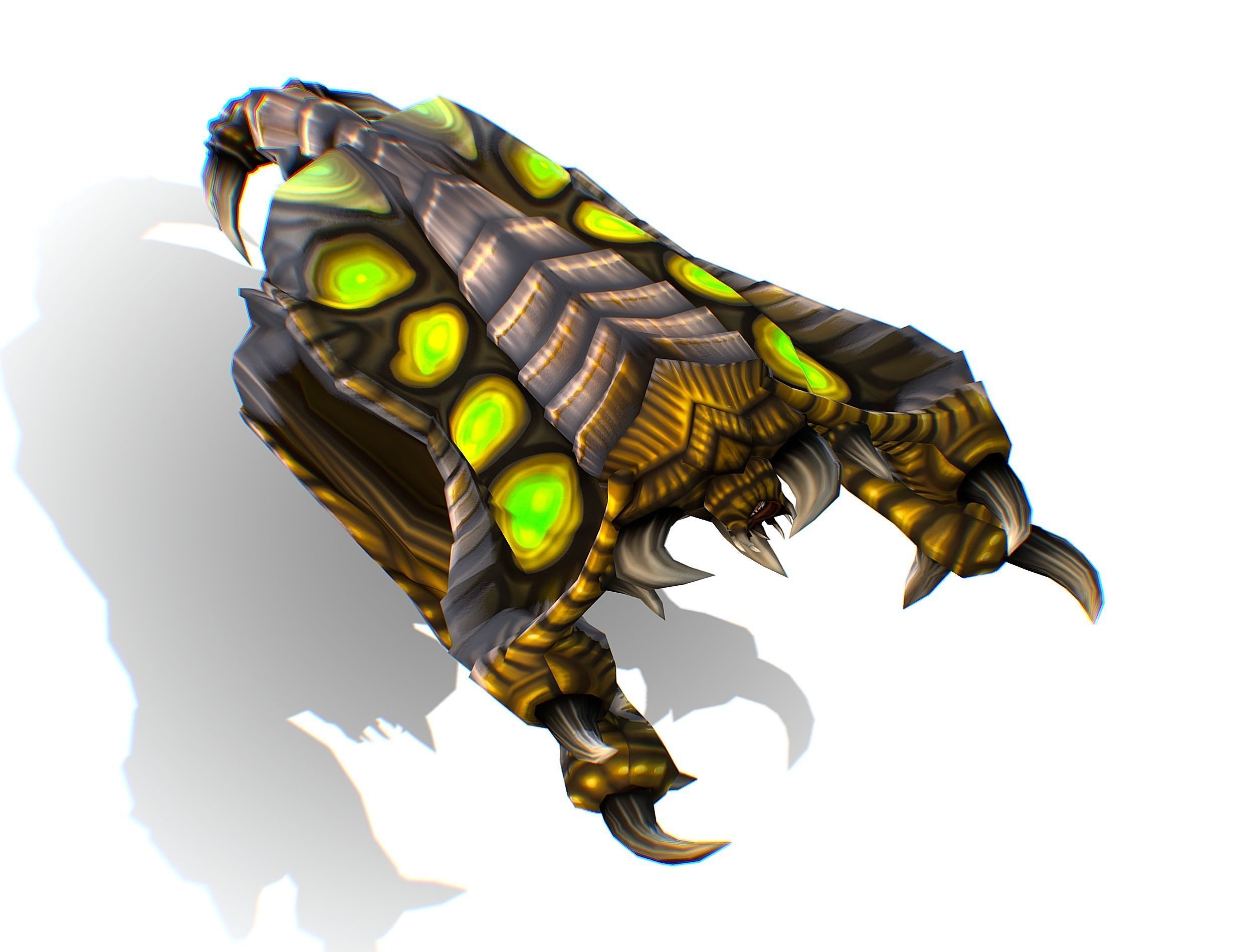 Animated Green Stingray Flying Monster Low-poly 3D model_28