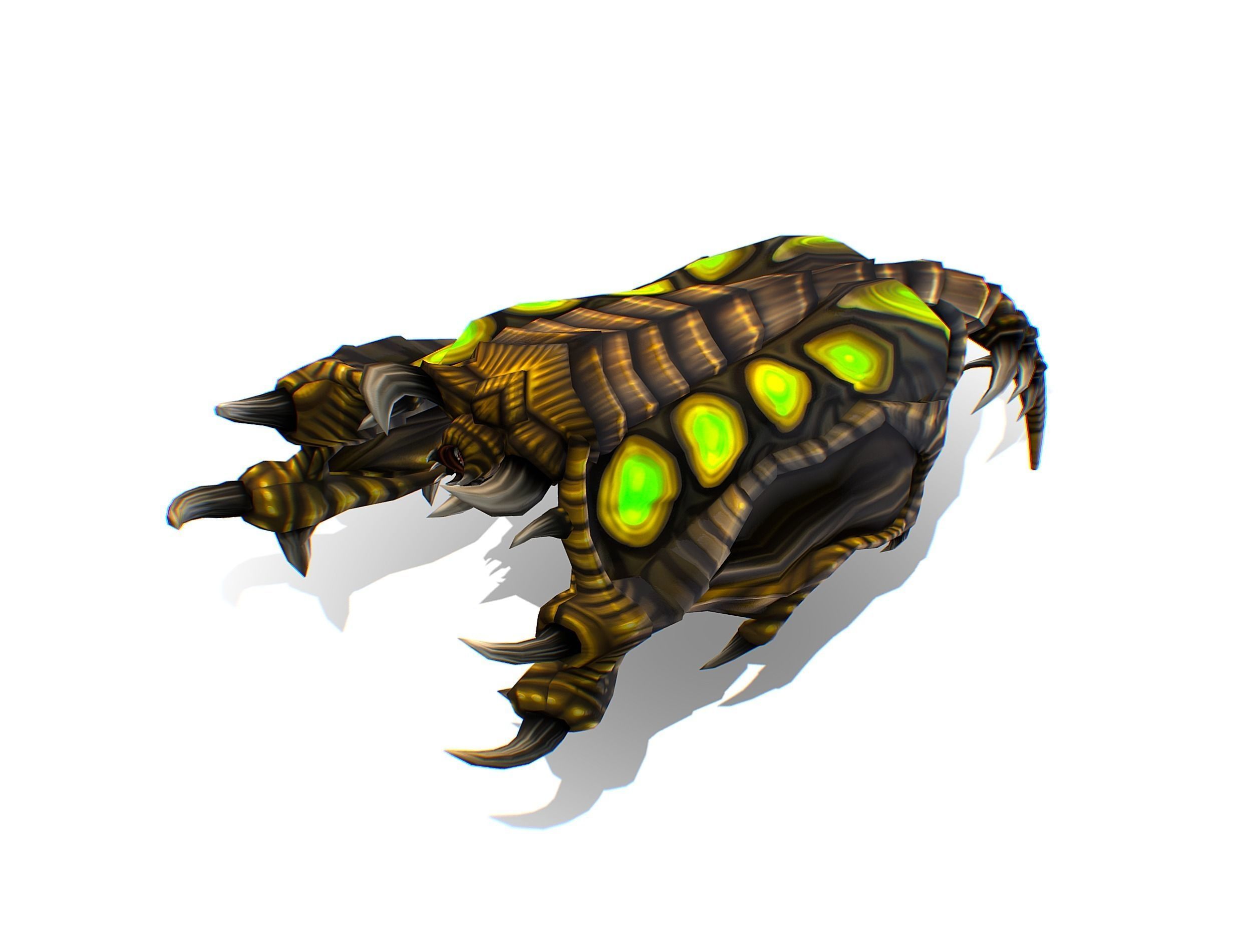 Animated Green Stingray Flying Monster Low-poly 3D model_10