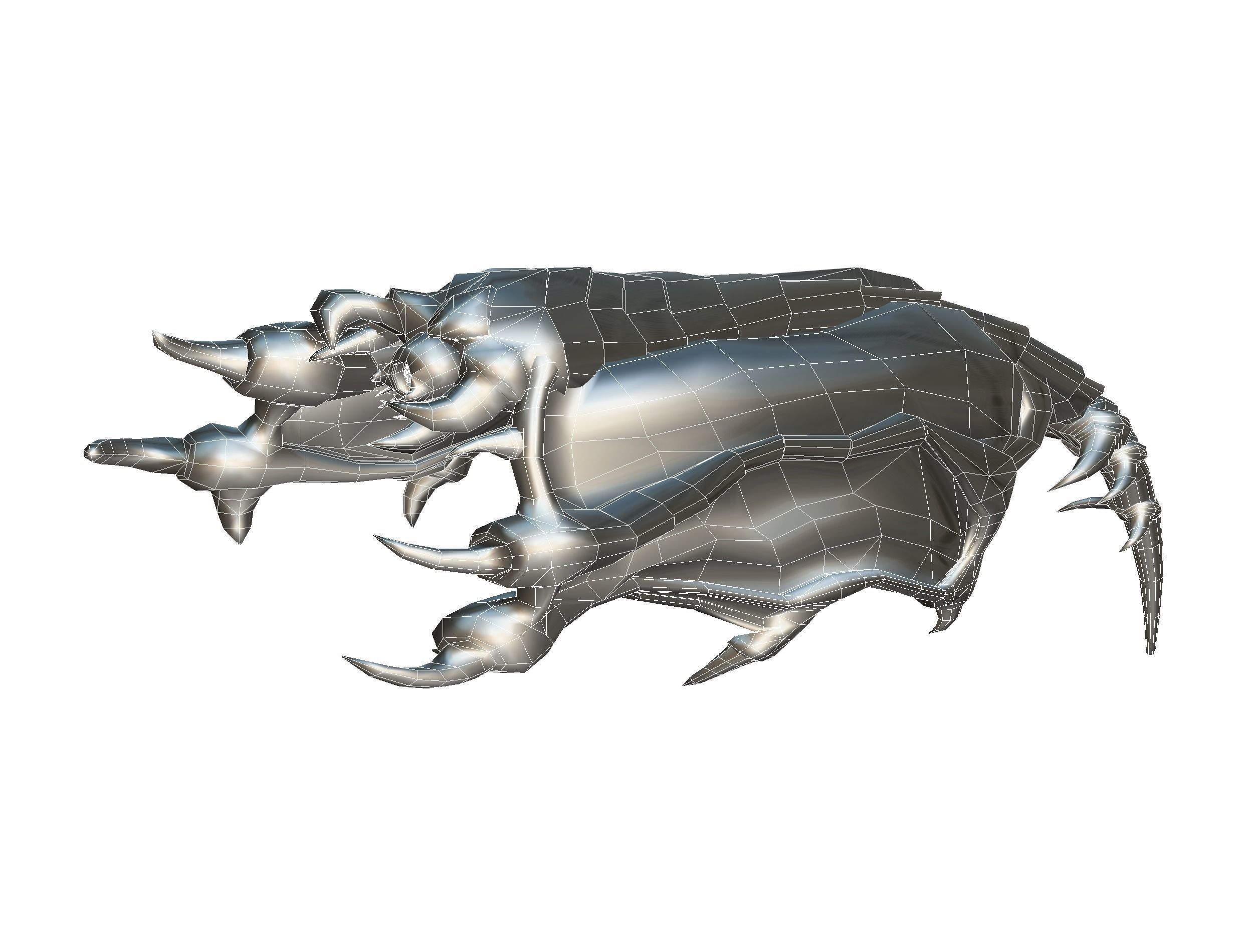 Animated Green Stingray Flying Monster Low-poly 3D model_32