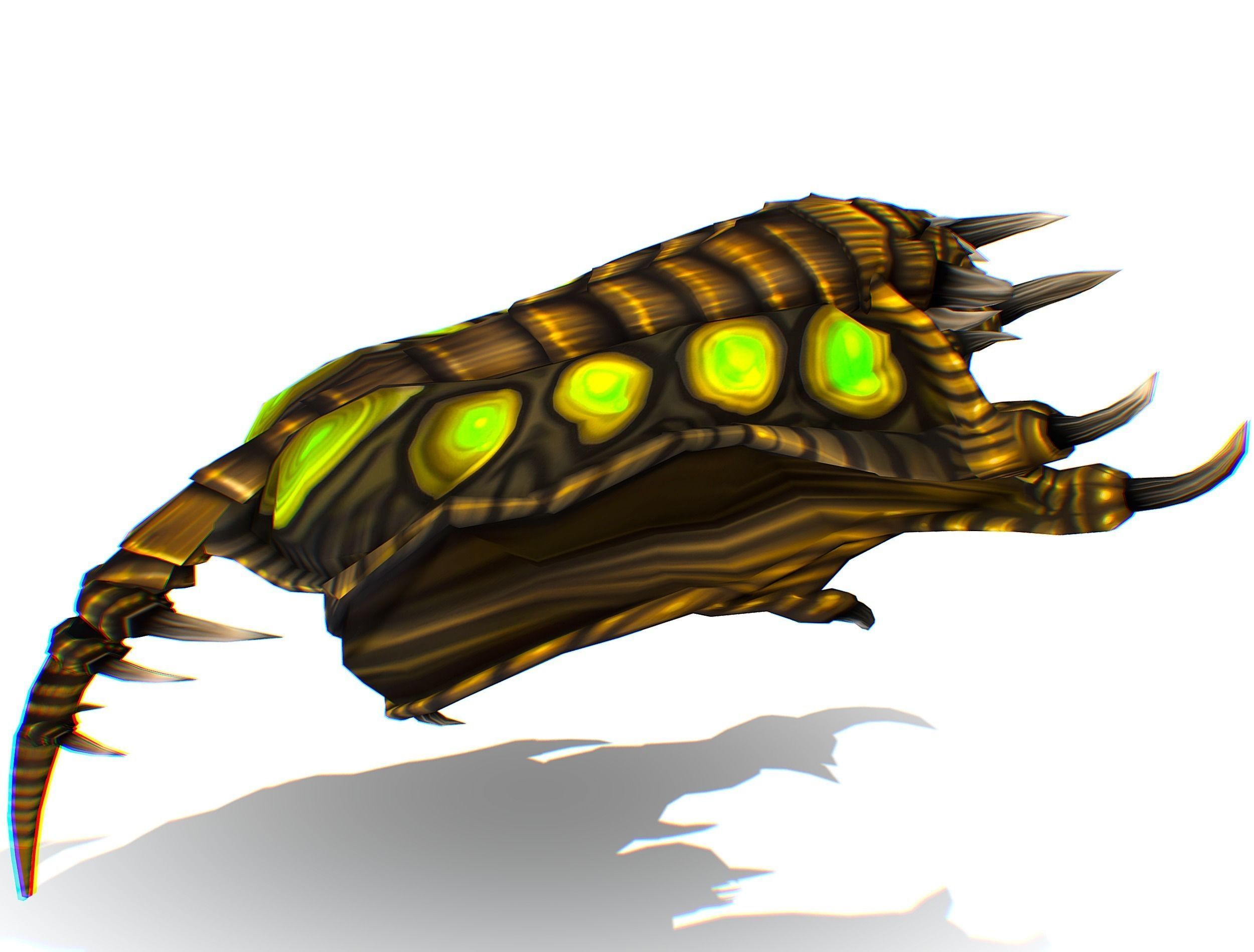 Animated Green Stingray Flying Monster Low-poly 3D model_18