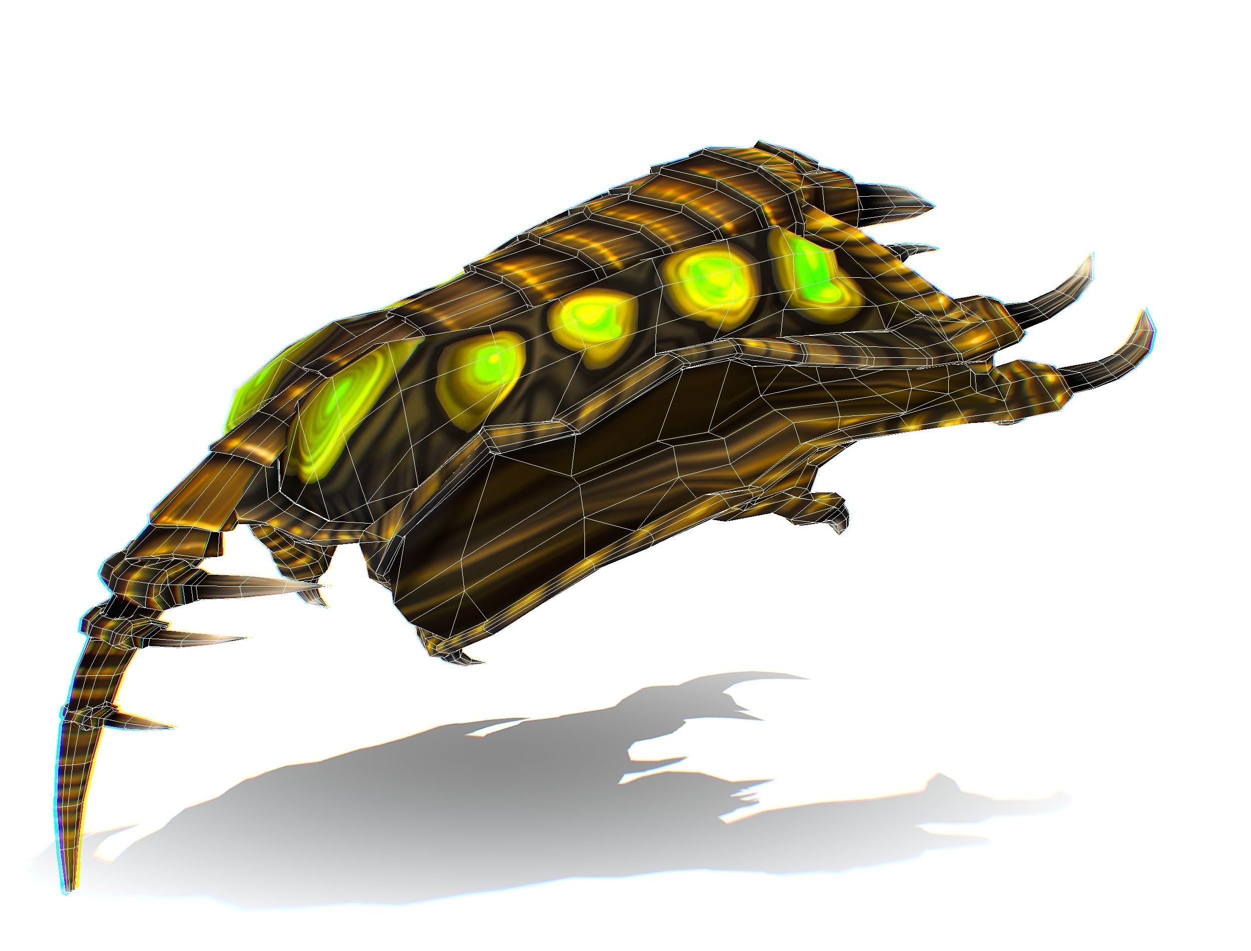 Animated Green Stingray Flying Monster Low-poly 3D model_33