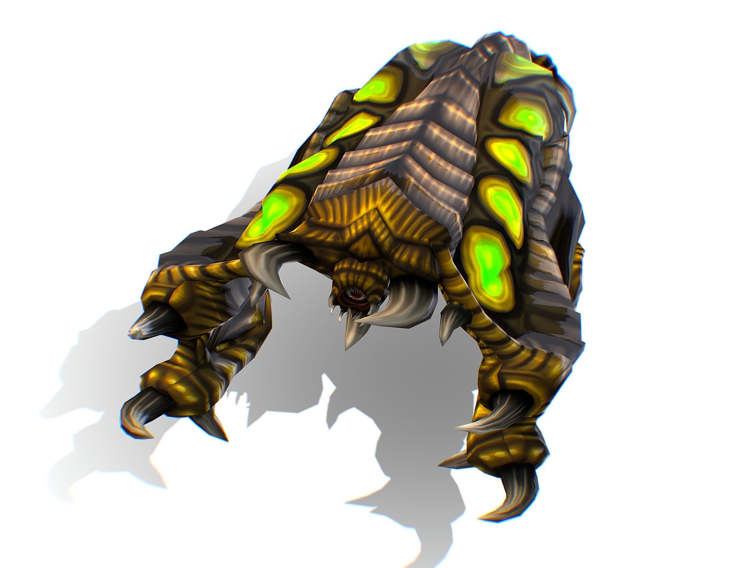 Animated Green Stingray Flying Monster Low-poly 3D model_12