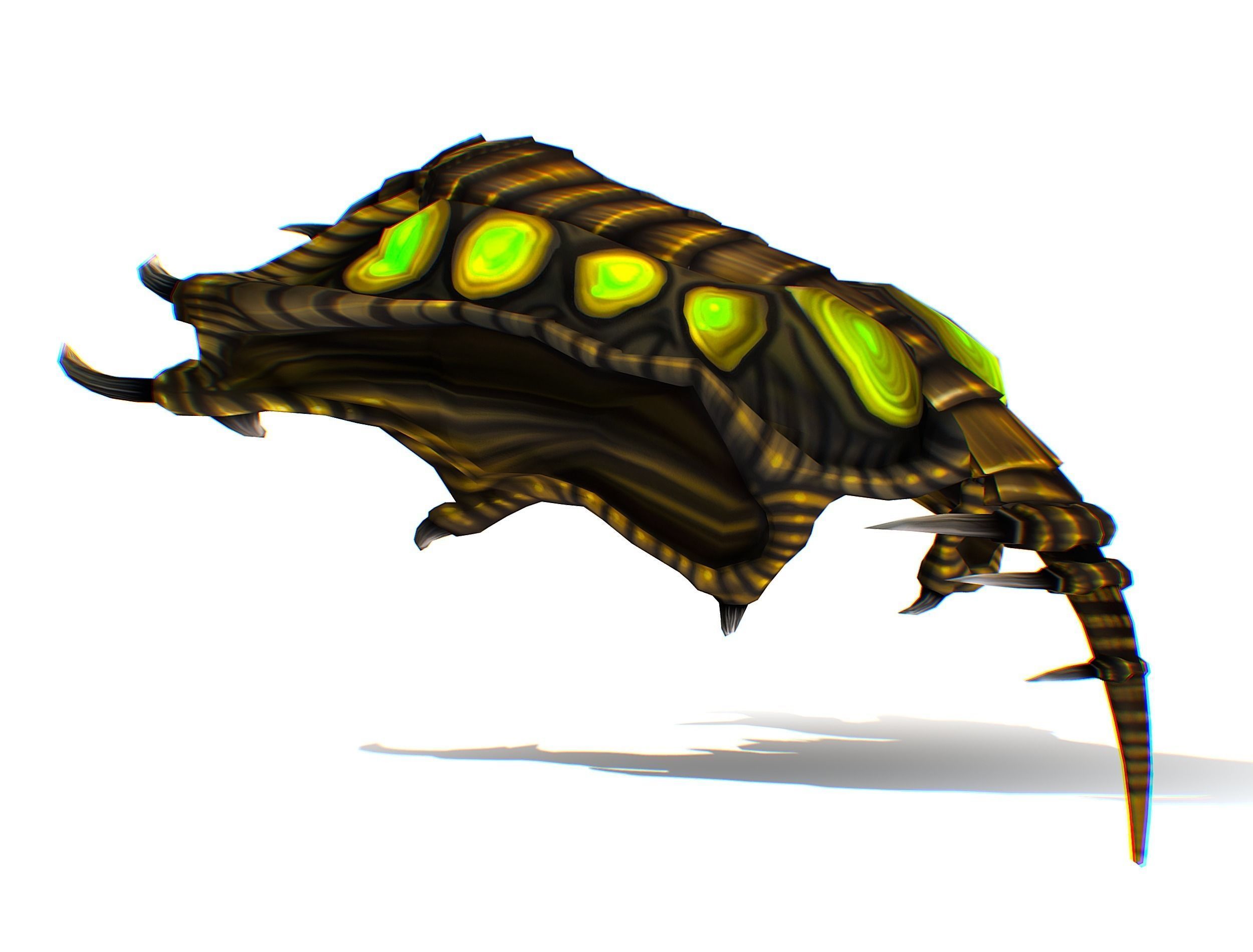 Animated Green Stingray Flying Monster Low-poly 3D model_23