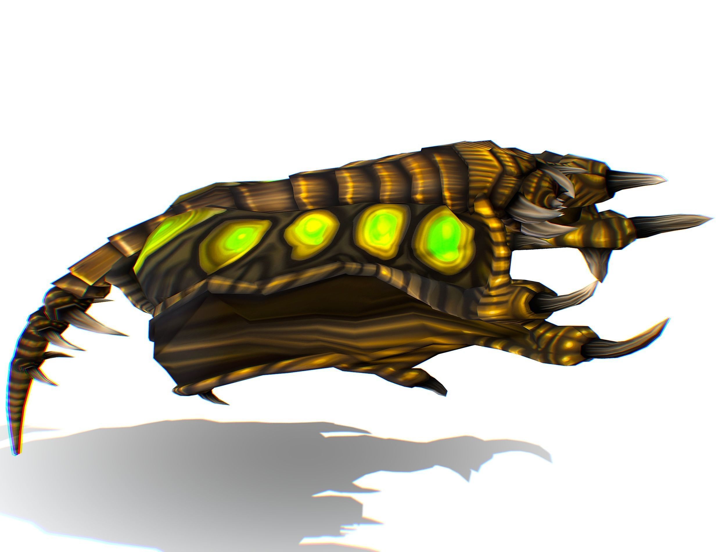 Animated Green Stingray Flying Monster Low-poly 3D model_17